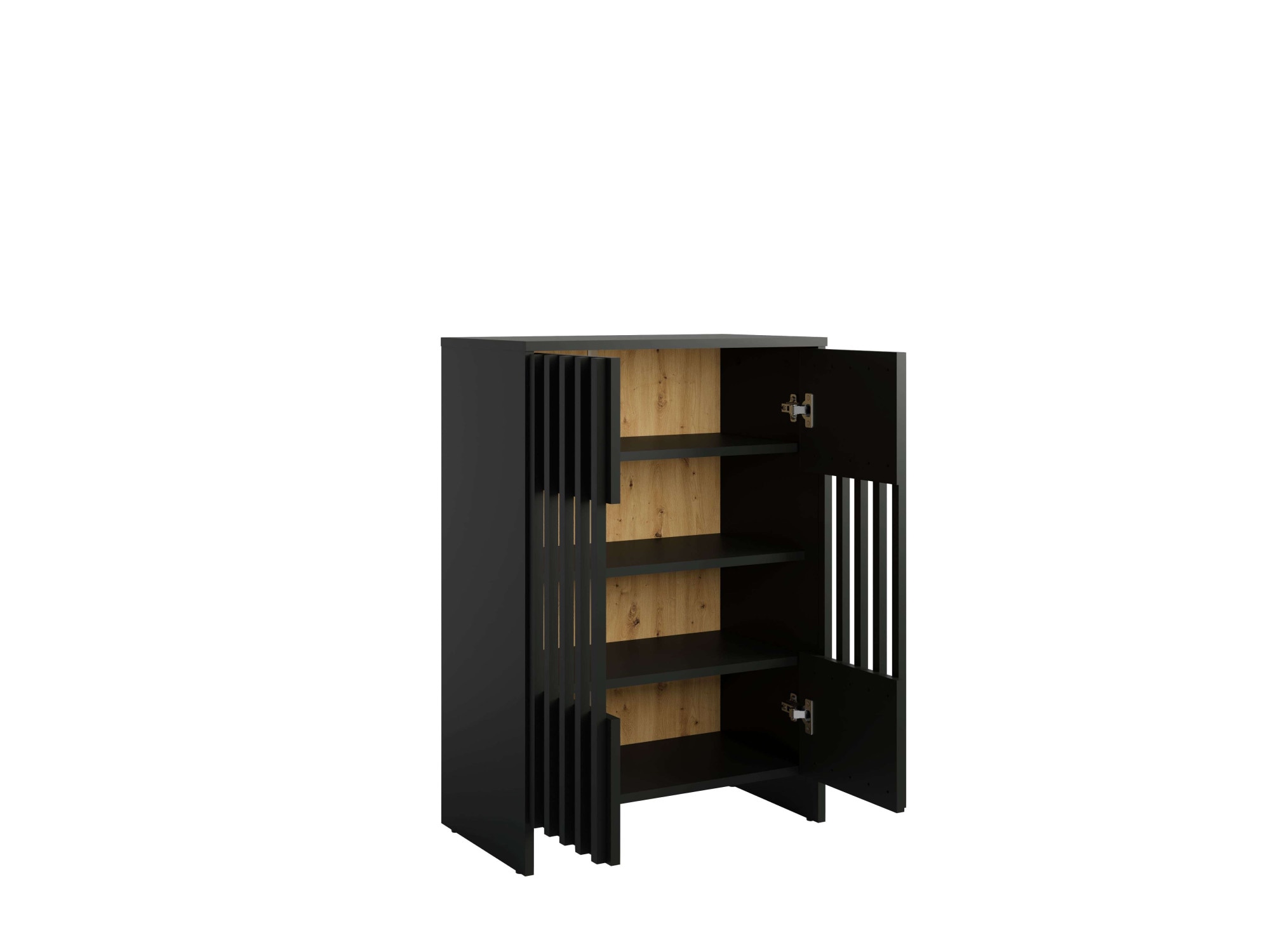 Home affaire Schuhschrank »MURET Schuhregal mit vier Fächer und zwei Türen, Lamellenfronten« Schuhkommode mit viel Stauraum, Maße B/T/H: 60/35,4/87 cm