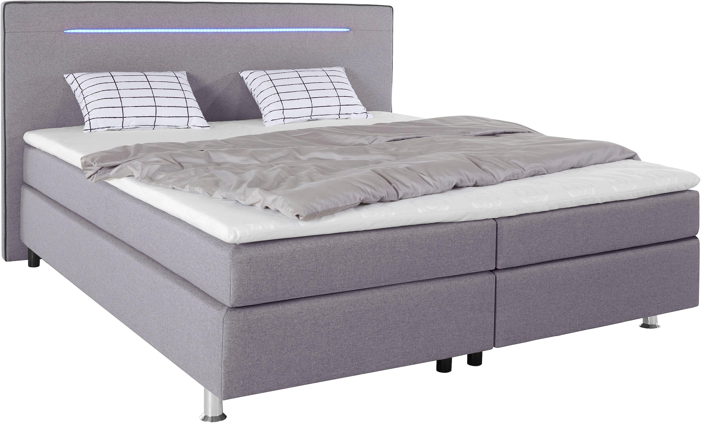 COLLECTION AB Boxspringbett »London, inklusive Topper und Kissen, mit LED-Beleuchtung«, Boxspringbett erhältlich in 90cmx200cm, 140cmx200cm & 180cmx200cm