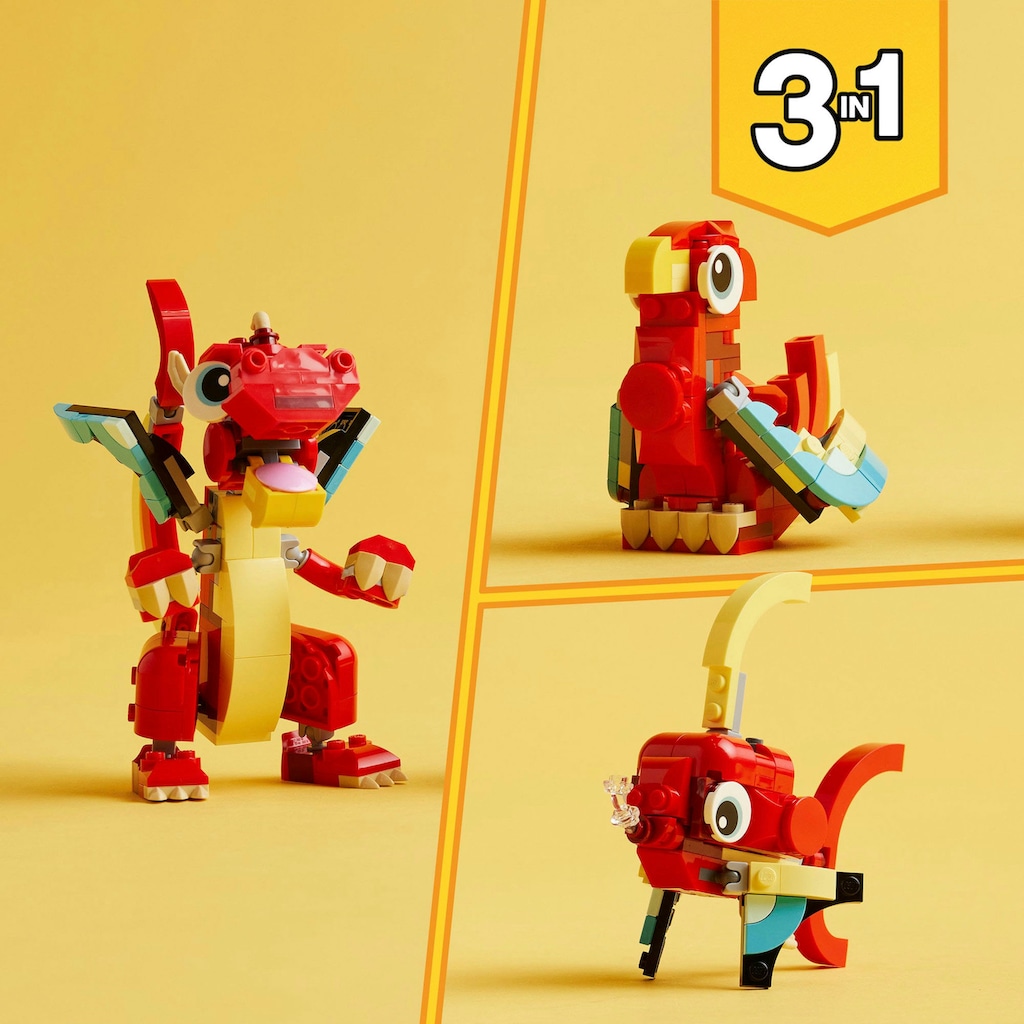 LEGO® Konstruktionsspielsteine »Roter Drache (31145), LEGO Creator 3in1«, (149 St.)
