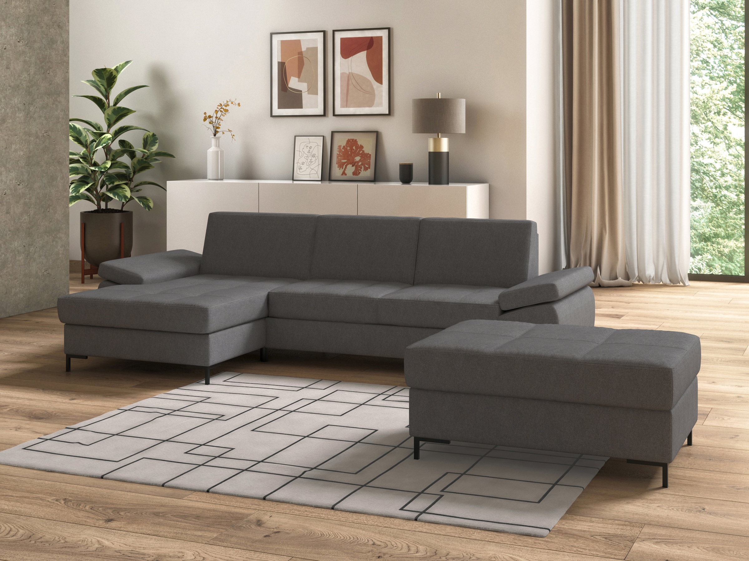 DOMO collection Polsterhocker »Capelo bequem, Federkernunterfederung, B/T 100/70cm« inklusive Federkern