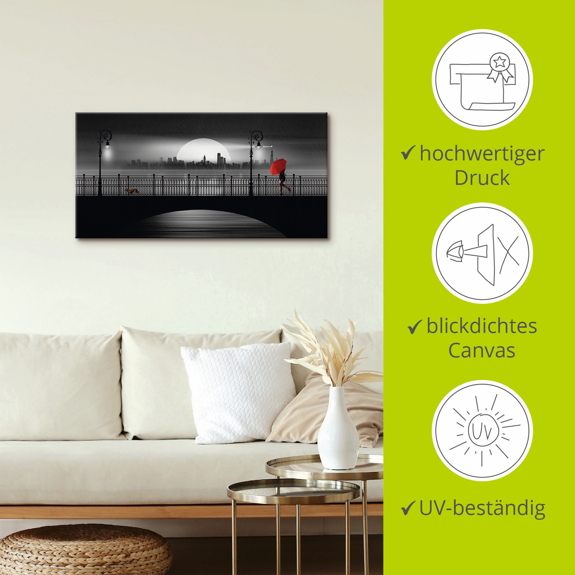 Artland Wandbild »Die Brücke im Regen«, Brücken, (1 St.), als Leinwandbild, Poster in verschied. Größen