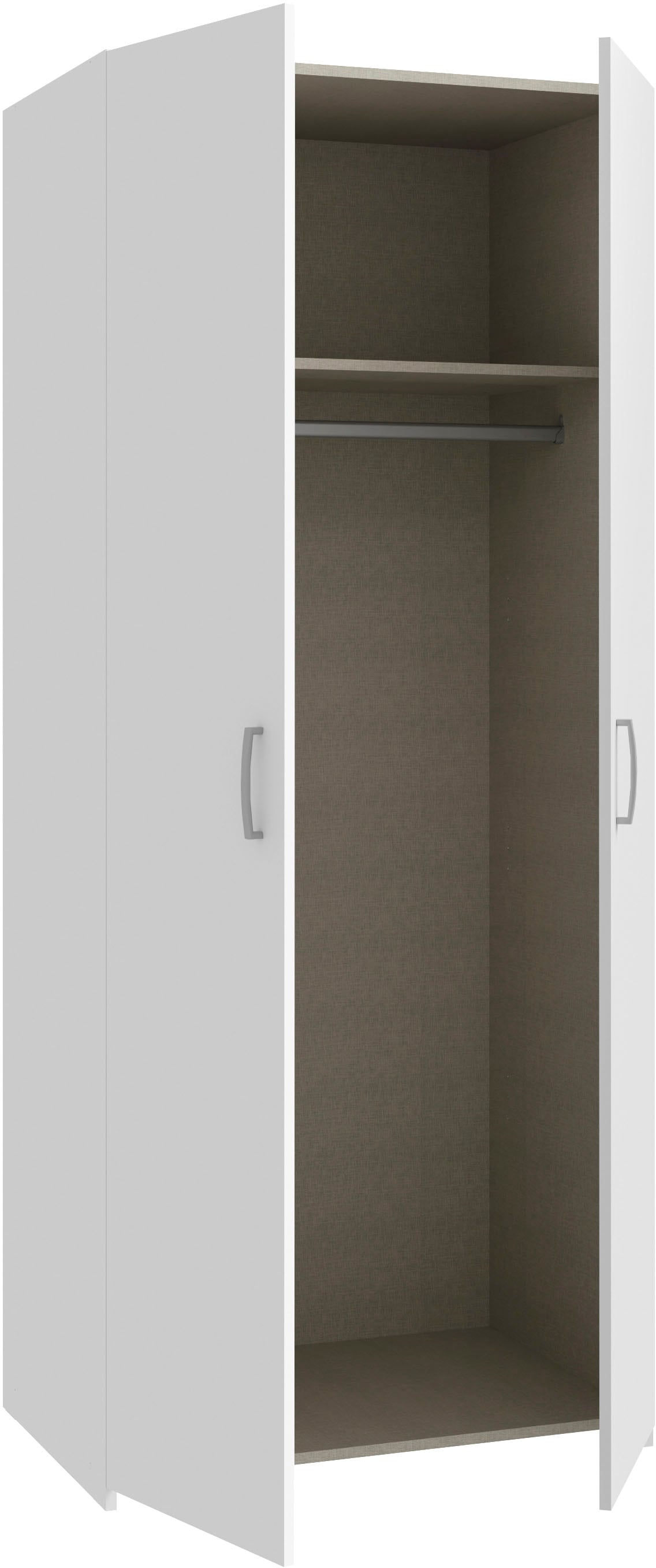 FORTE Drehtürenschrank »Econobox«, Drehtürenschrank, zeitloses Design mit alufarbigen Griffen.