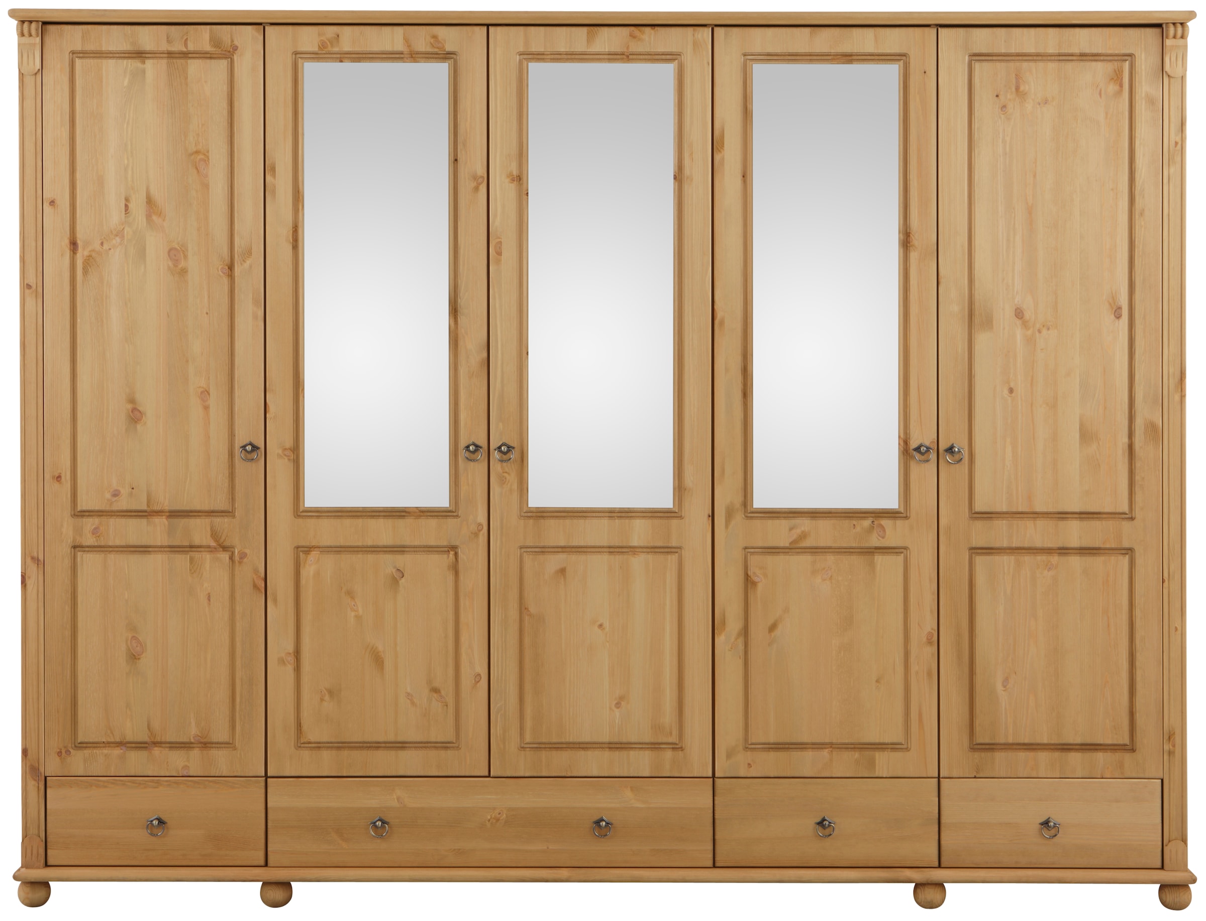 Home affaire Kleiderschrank »Tessin«, (B/H/T ca. 245/191/59 cm), Breite 245 cm, Kiefer massiv, mit Spiegel