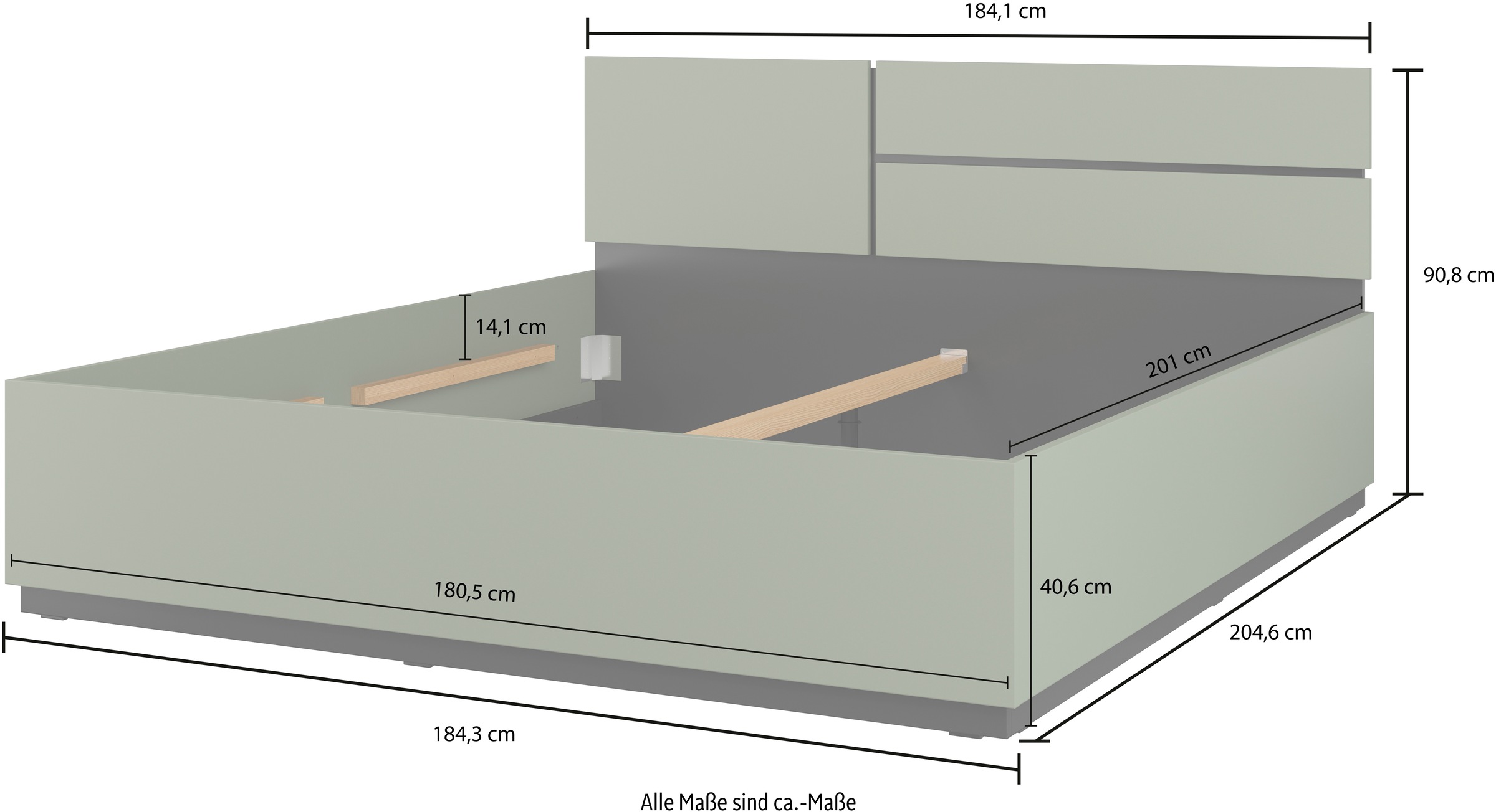 Home affaire Schlafzimmer-Set »Cross, moderne, grifflose Optik, FSC-zertifiziert«, (4 tlg., Bett 180x200cm, 2 Nachtkommoden, Schrank 2-oder 4-türig), Komplettschlafzimmer-Set