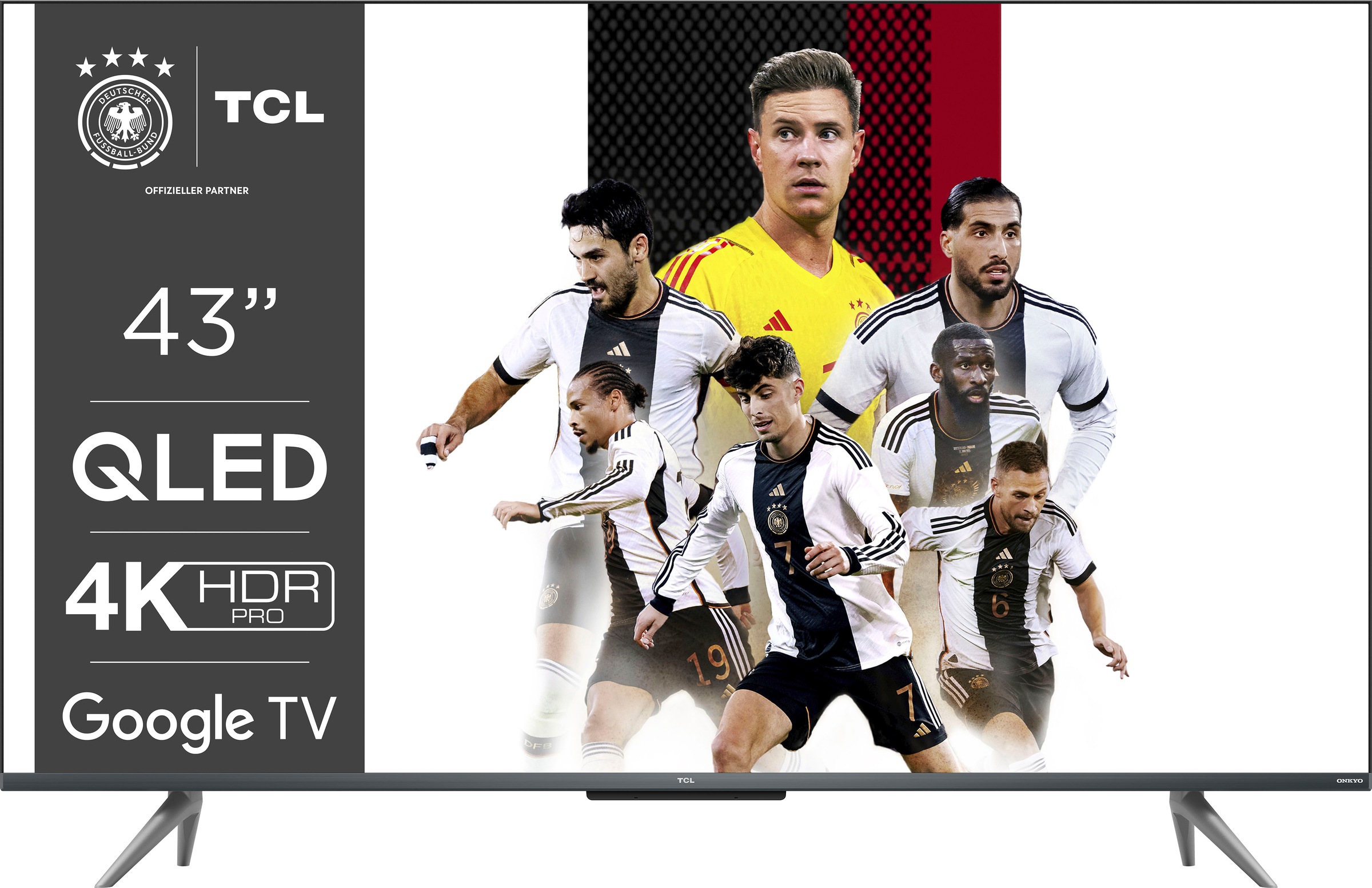 TCL QLED-Fernseher »43C735X2«, 4K Ultra HD, Smart-TV-Google TV, HDR Premium, Dolby Atmos, HDMI 2.1, Metallgehäuse, ONKYO-Sound