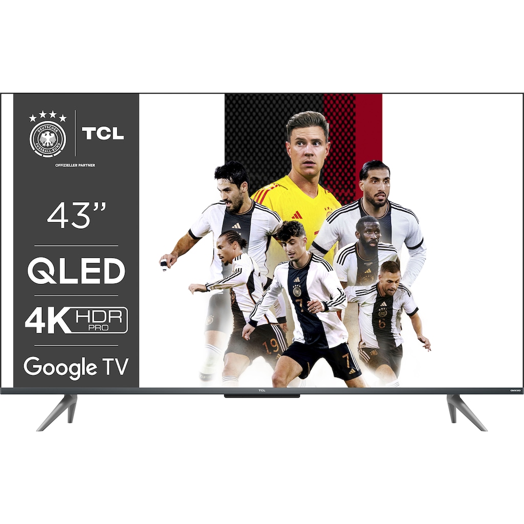 TCL QLED-Fernseher »43C735X2«, 108 cm/43 Zoll, 4K Ultra HD, Smart-TV-Google TV, HDR Premium, Dolby Atmos, HDMI 2.1, Metallgehäuse, ONKYO-Sound