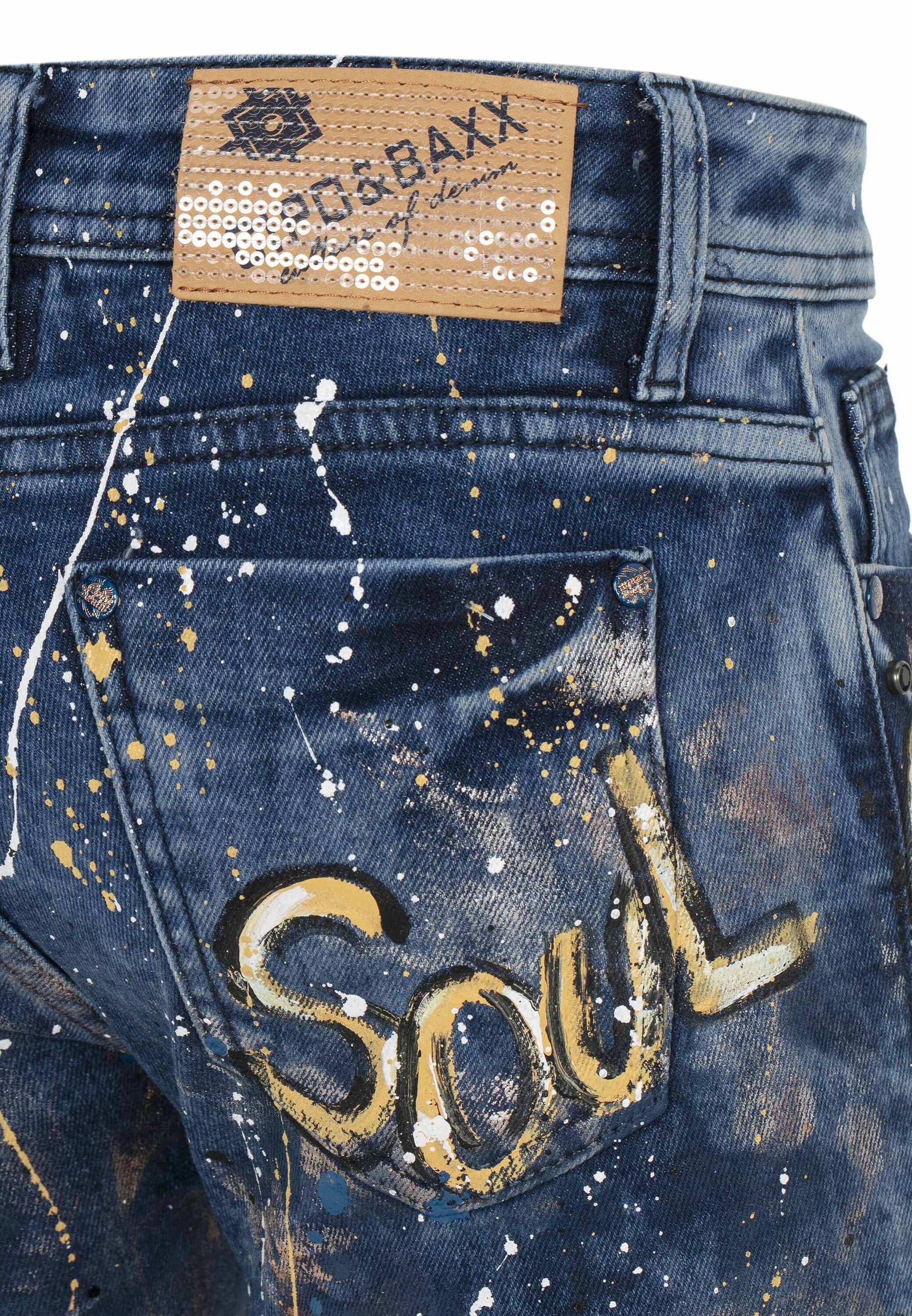 Cipo & Baxx Slim-fit-Jeans »Cipo & Baxx Jeans« Mit coolen Schriftzügen, WD440