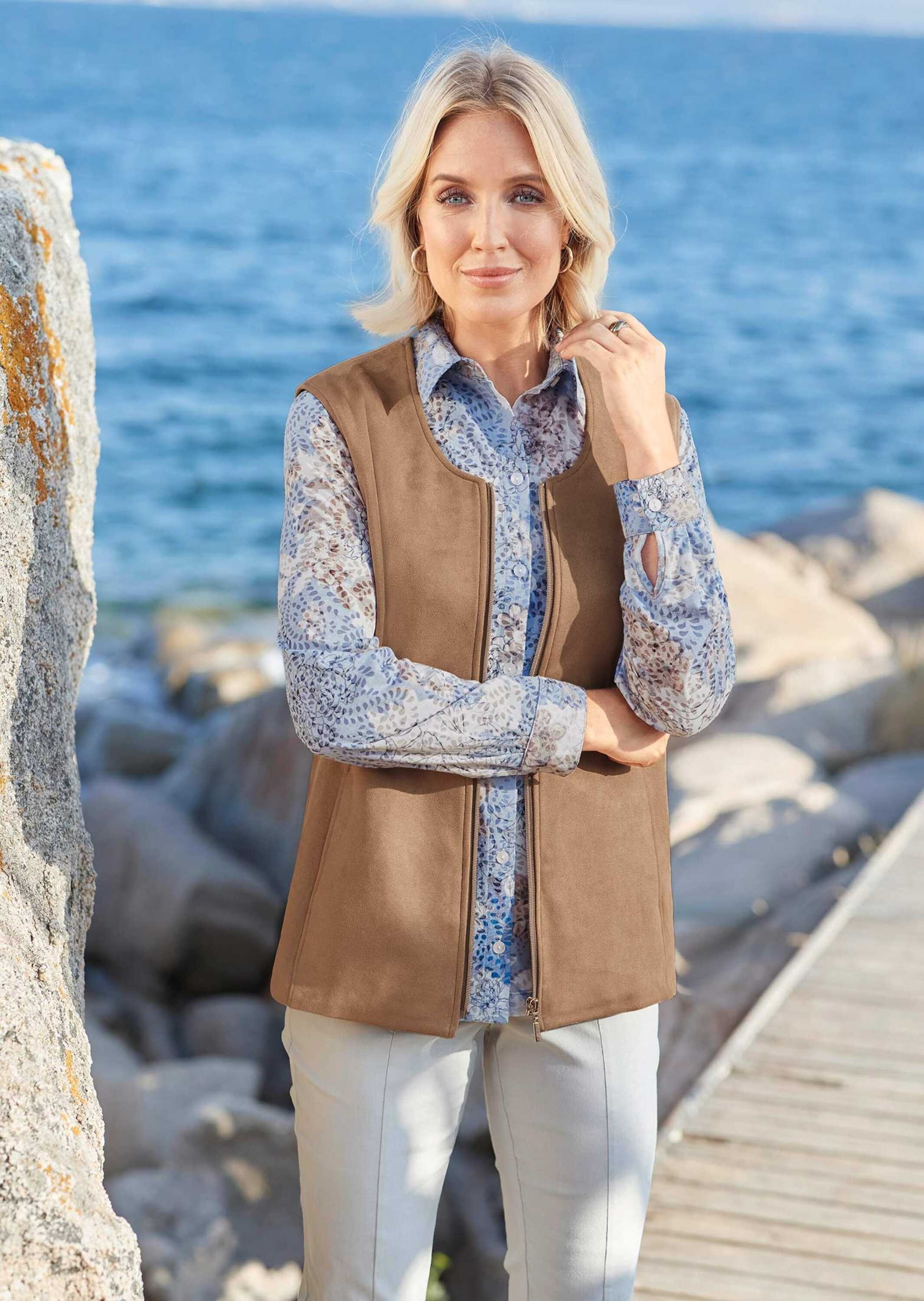 GOLDNER Kurzweste »Kurzgröße Velourslederimitat-Weste«