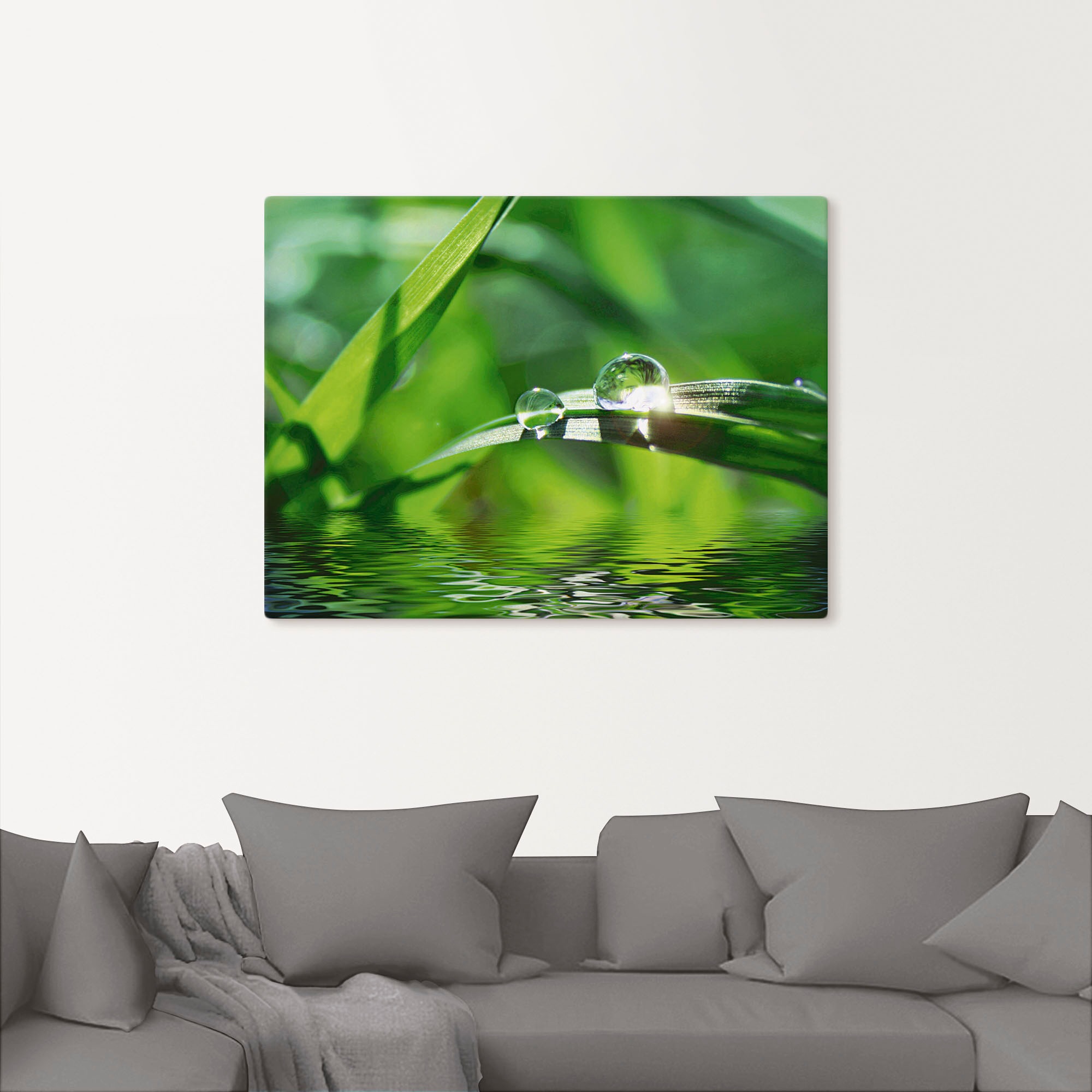 Artland Wandbild »Grüner Hintergrund mit Gras«, Gräser, (1 St.), als Leinwandbild, Poster, Wandaufkleber in verschied. Größen