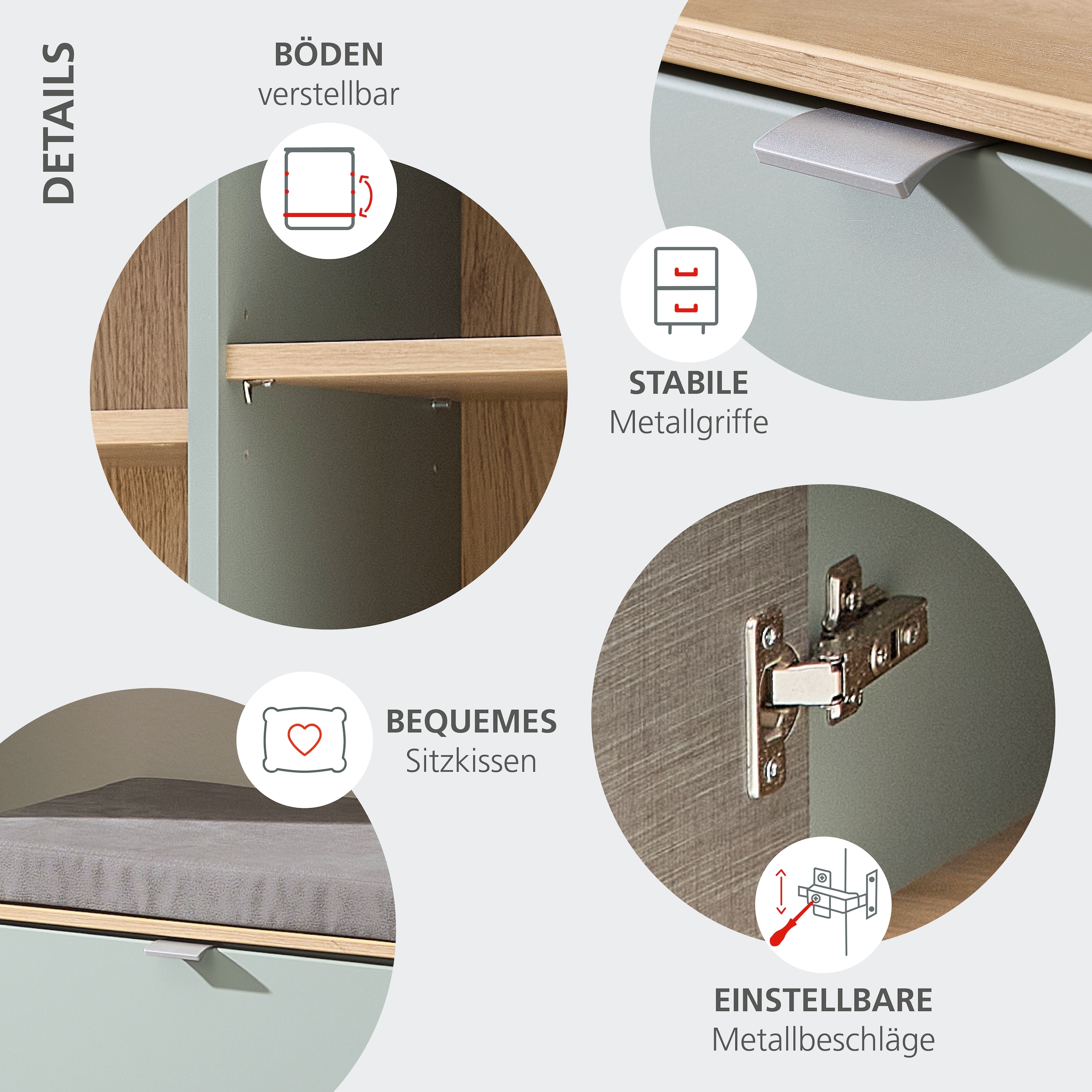Innostyle Schuhschrank »Bari Schuhschrank mit Schubkasten, BxHxT 78x103x38 cm«, (1 St.), 2 türig, 1 Schübkasten, 4 Fächer, Softclose, ABS Kantenschutz