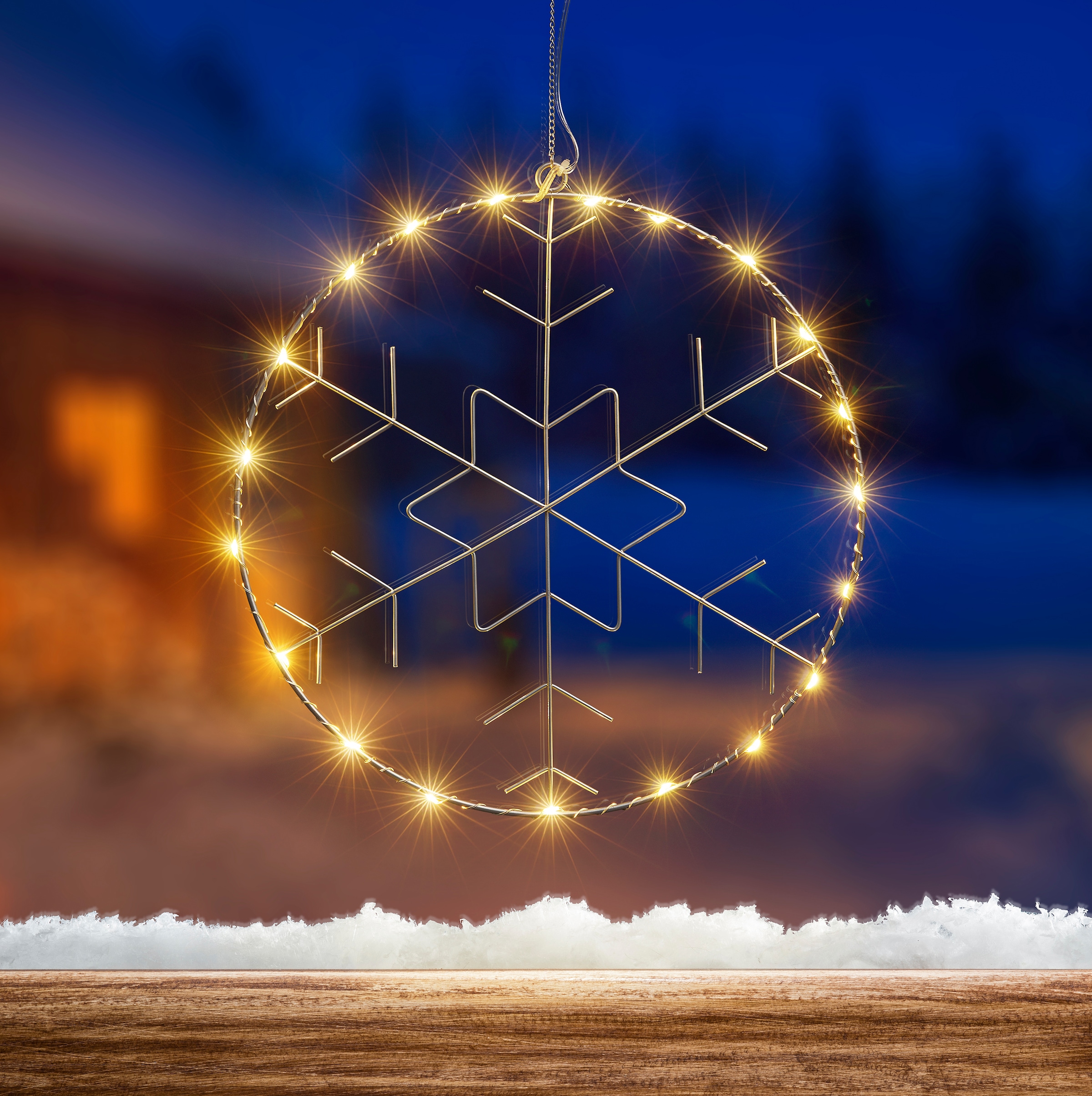 IC Winterworld LED Dekolicht »Weihnachtsdeko«, Jahren 30cm XXL Beleuchteter ca. mit Ø 3 Metall-Ring online Garantie | kaufen Schneeflocken-Motiv, mit