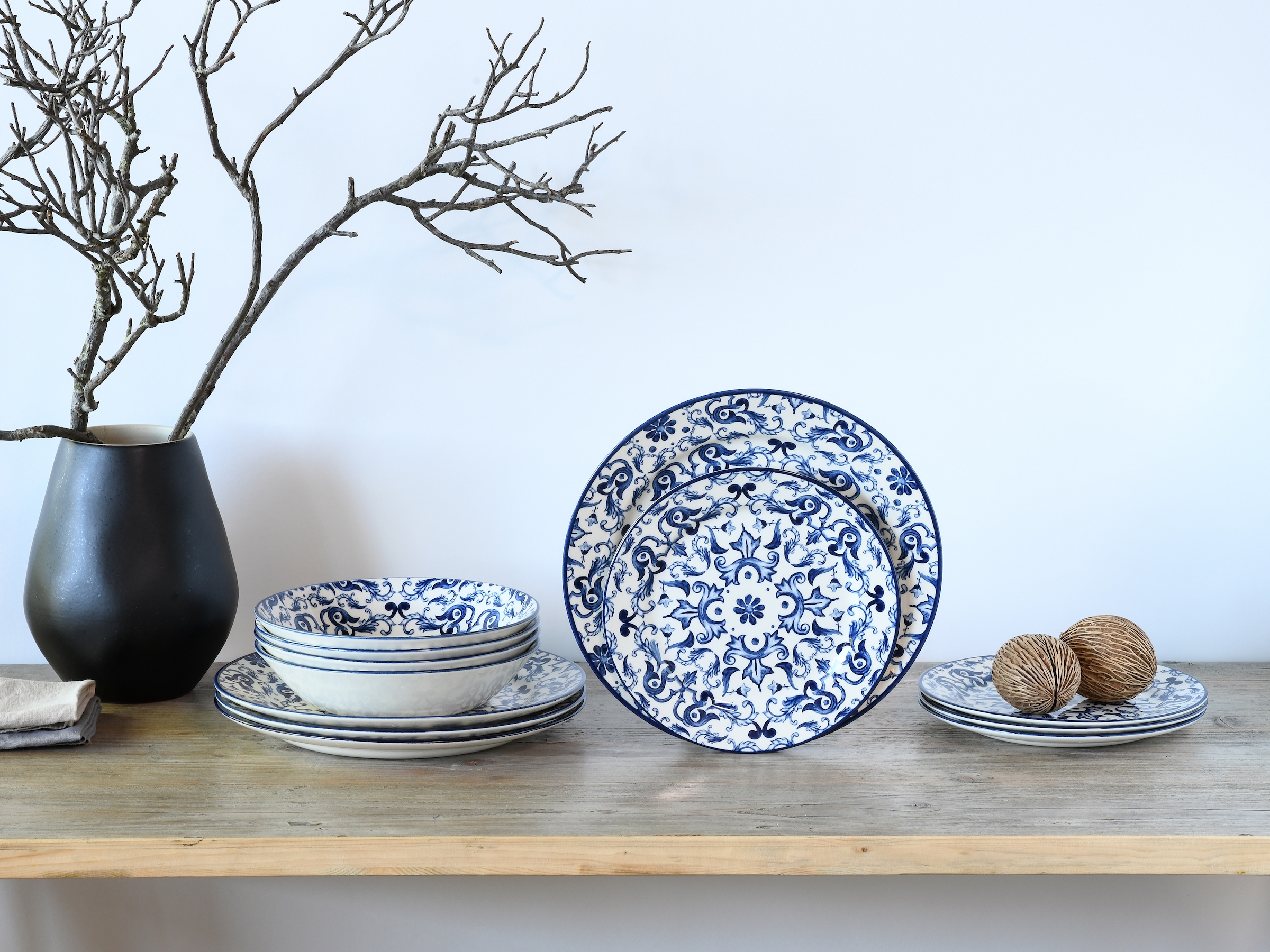 CreaTable Teller-Set »Fresco Blau, Teller Set 12-tlg« Ornamentmotiv, Mediterran