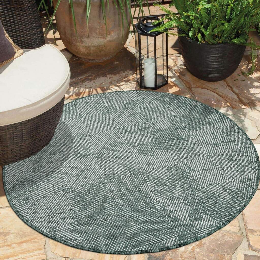 Carpet City Outdoorteppich »DUO RUG 5845«, rund, 5 mm Höhe, Wendeteppich Wetterfest In- & Outdoor, Balkon, Terrasse, Wohnzimmer
