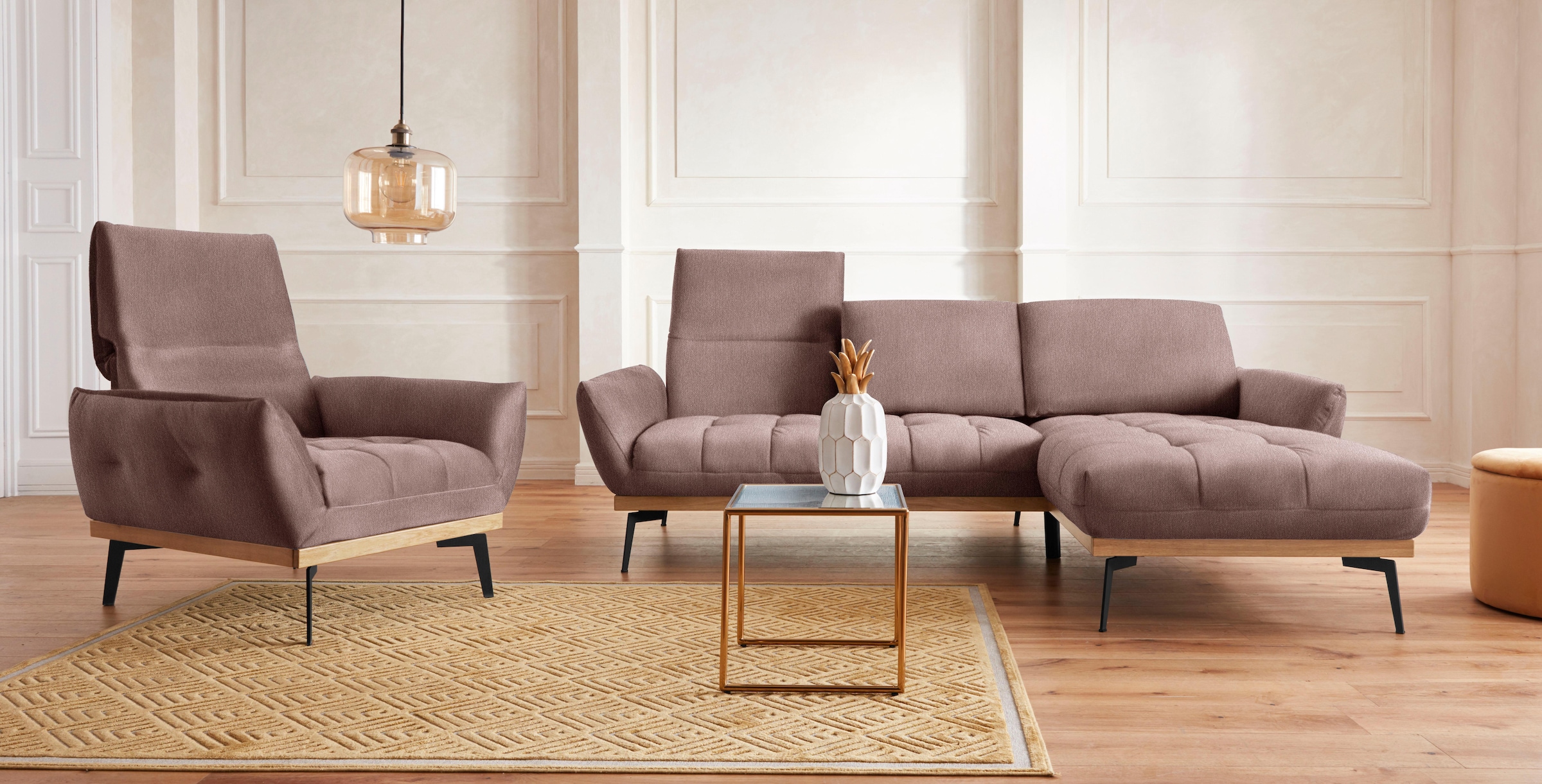 exxpo - sofa fashion Ecksofa »Palic, inkl. Rückenverstellung, bequem, elegant, Breite 245cm, L-Form«