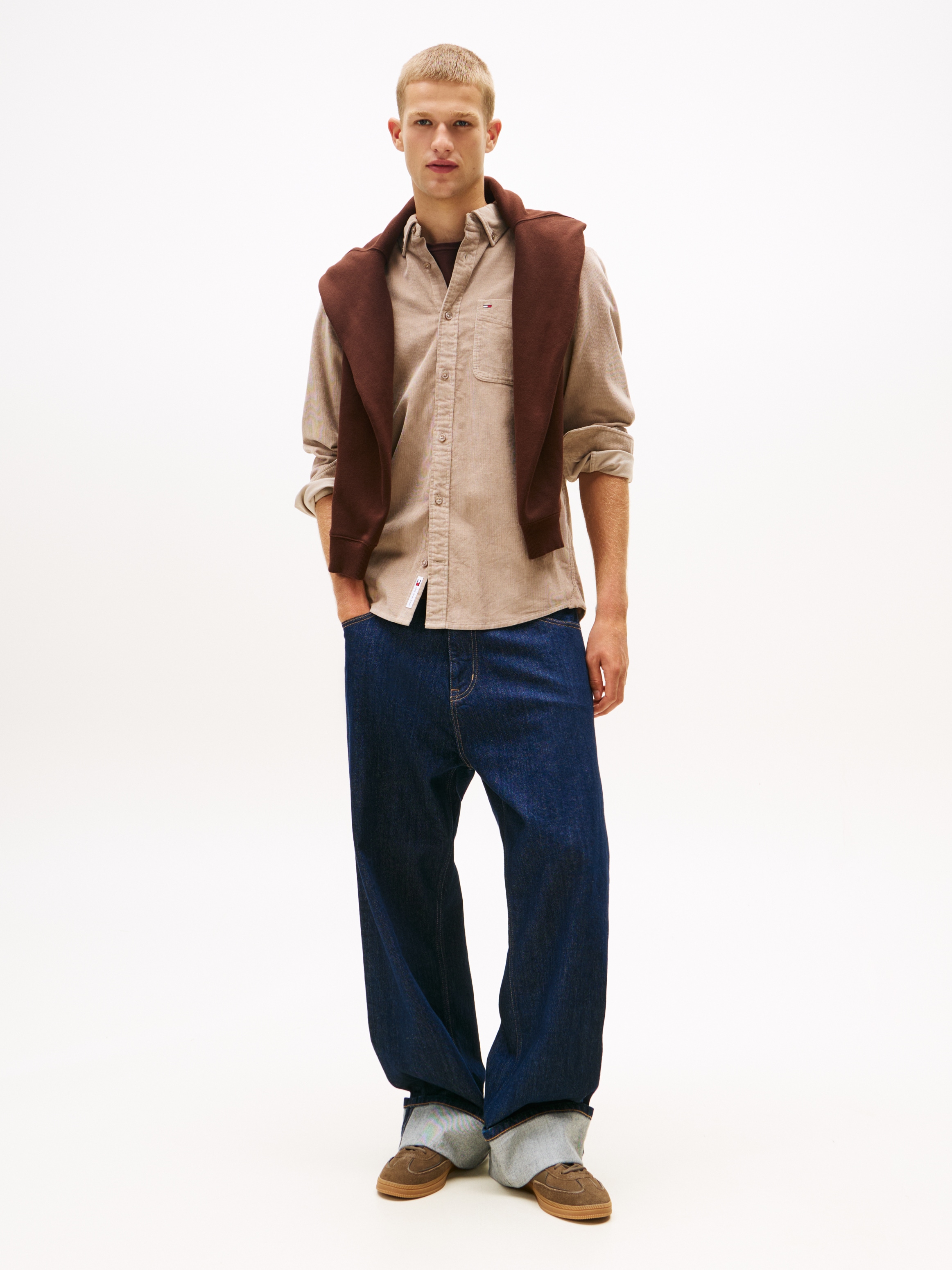Tommy Jeans Langarmhemd »TJM BABY CORD SHIRT EXT«, Regular Fit, Button-down-Kragen