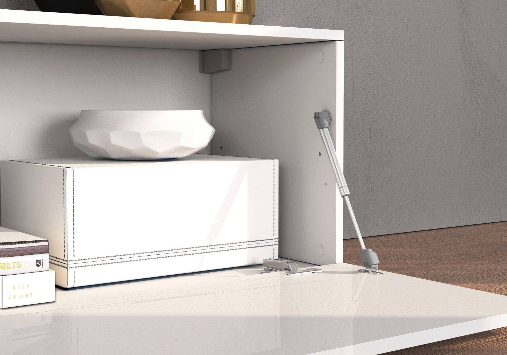 INOSIGN Lowboard »Chronos TV-Board, T-Schrank«, (1 St., Breite verstellbar von 180 bis 290 cm), Breite 240 cm TV-Board,Lowboard,1 Klappe und ein L-Förmiger Aufsatz