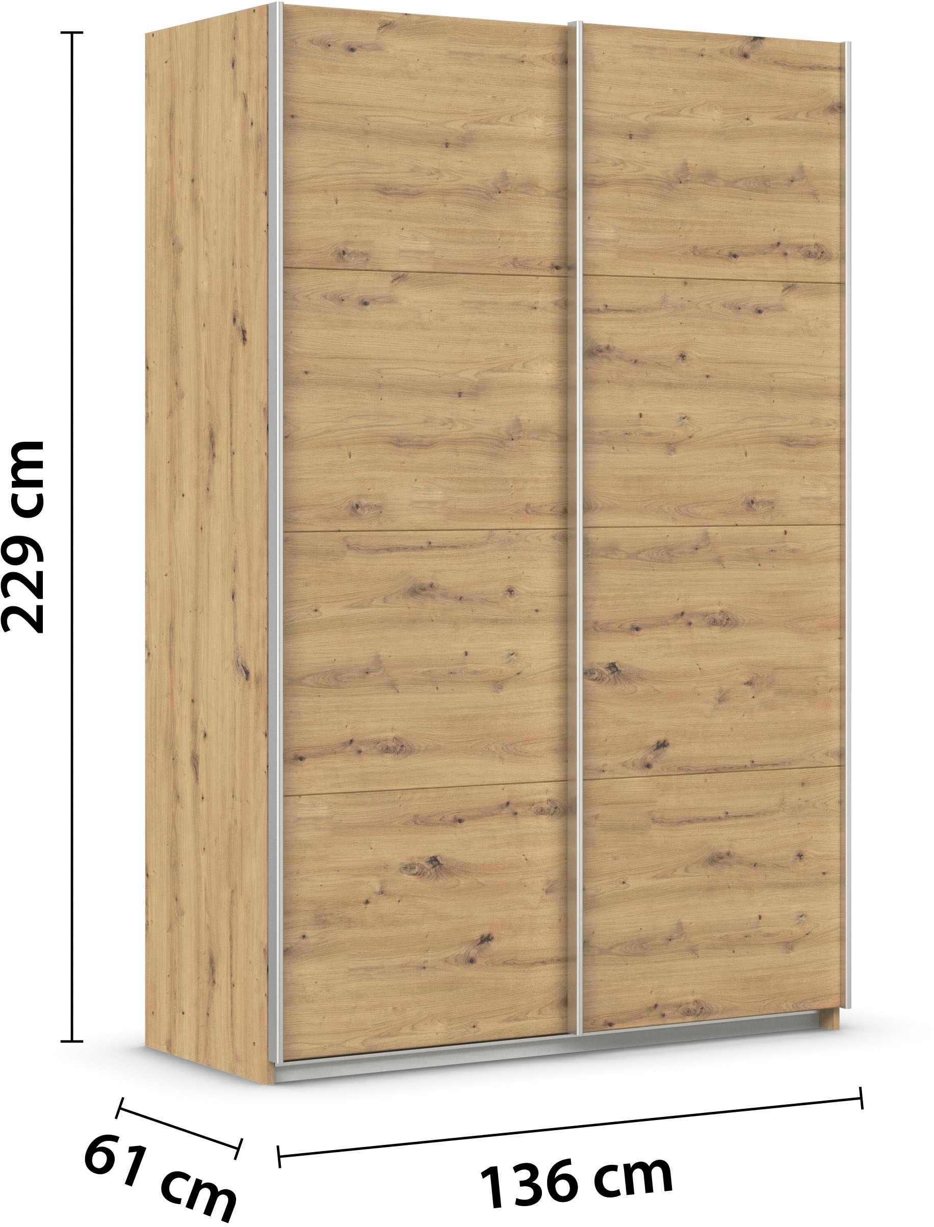 INOSIGN BY RAUCH Schwebetürenschrank »Kleiderschrank Schrank Garderobe Schlafzimmerschrank THANOS«, (in 3 verschiedenen Ausstattungen BASIC/CLASSIC/PREMIUM), Optional mit Spiegel, Metall-Griffleisten alufarben MADE IN GERMANY