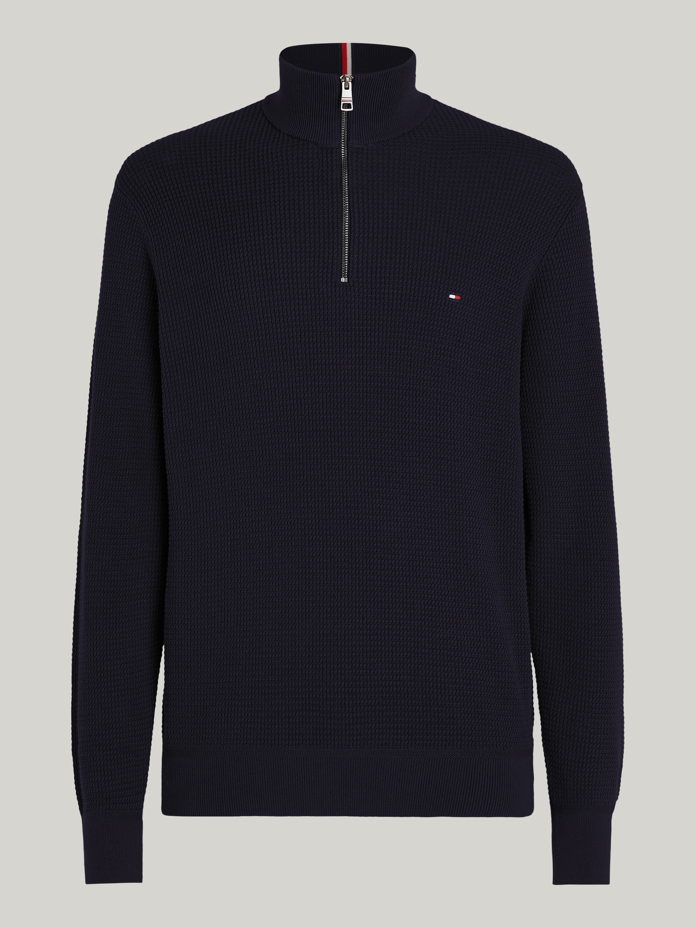 Tommy Hilfiger Strickpullover »REFINED STRUCTURE ZIP MOCK«