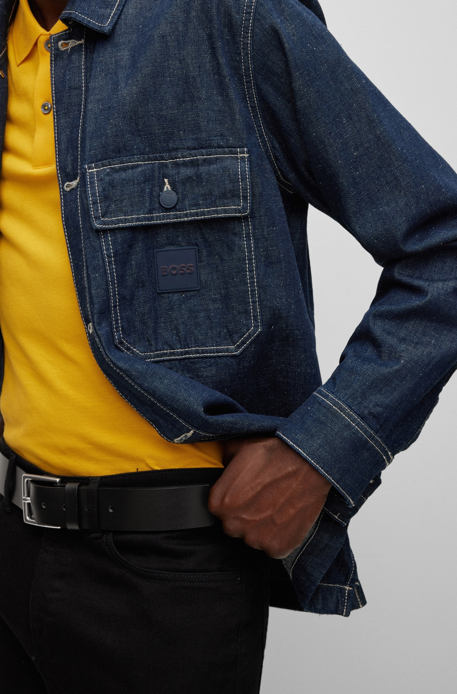 BOSS Ledergürtel »Rummi_Sz40« aus italienischem Leder mit Metall-Details in Antik-Optik