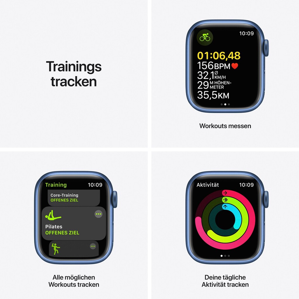 Apple Smartwatch »Series 7, GPS + Cellular, Aluminium-Gehäuse, 45mm«, (Watch OS 8)