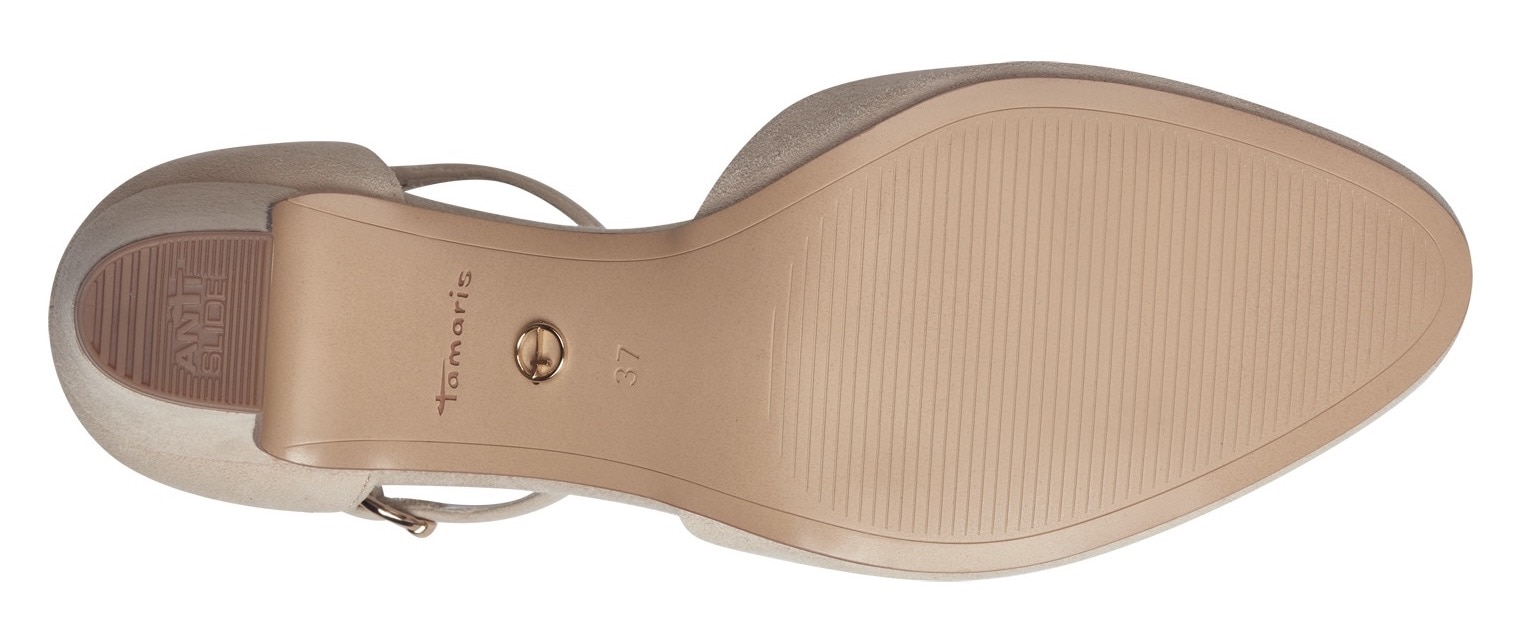 Tamaris Spangenpumps, Blockabsatz, gelenkoffener Abendschuh mit Fesselriemchen