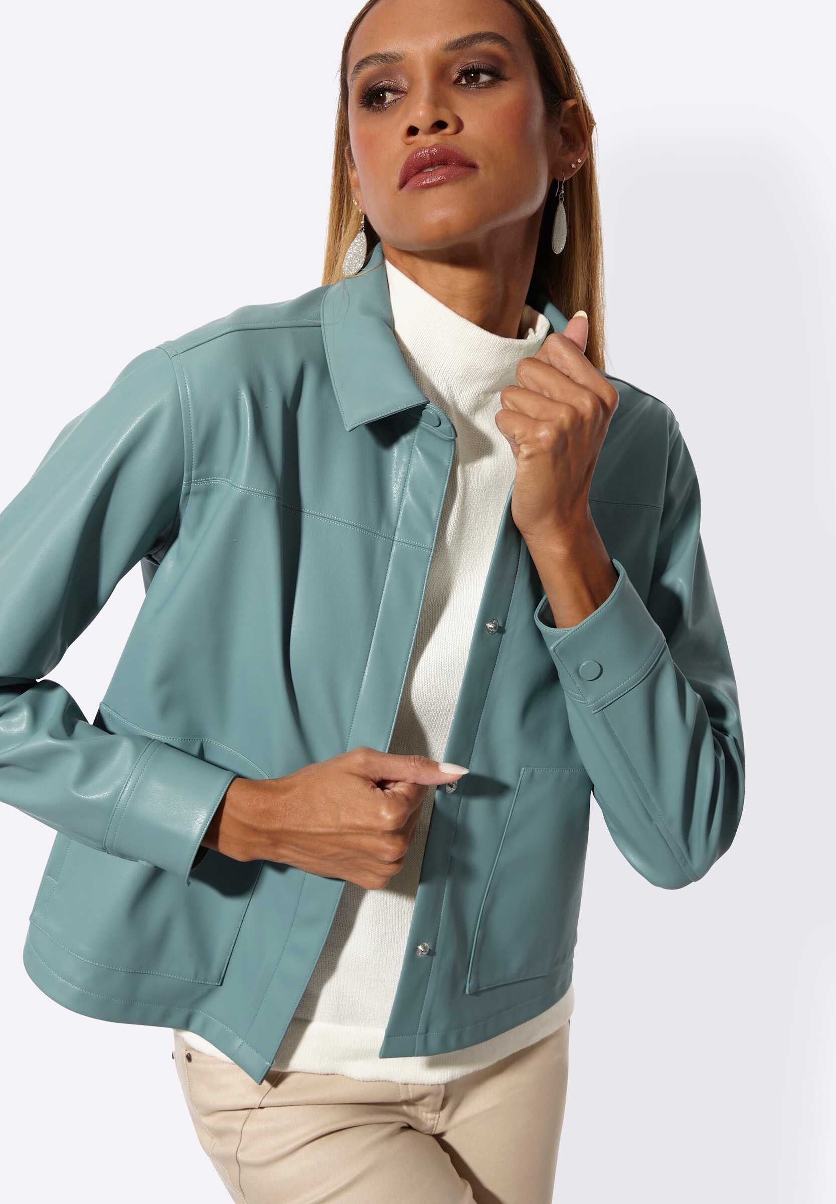 creation L Jackenblazer »Lederimitat-Blazer Lederimitat-Blazer mit verdeckter Druckknopfleiste«