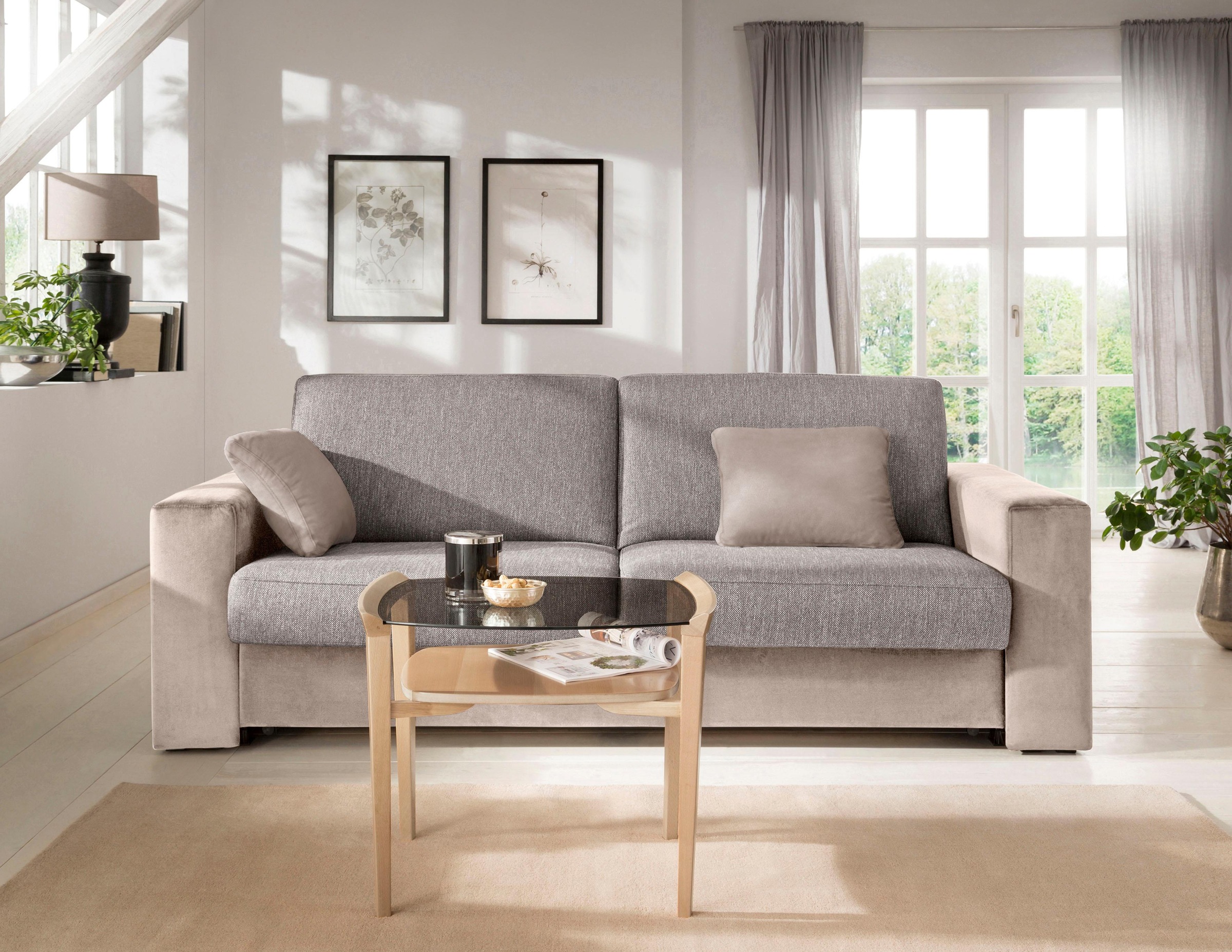Home affaire Schlafsofa »Roma Matratzenhöhe 14 cm«, Dauerschlaffunktion, mit Unterfederung, Lattenrost, Matratze