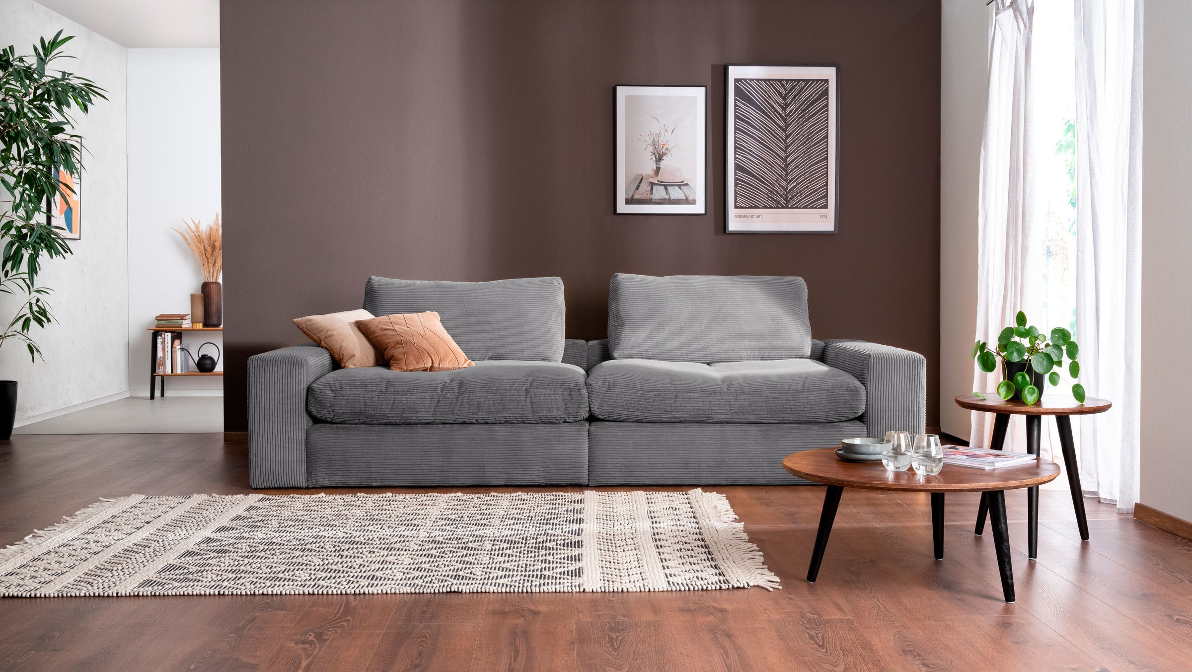 alina Big-Sofa »Sandy« 266 cm breit und 123 cm tief, in modernem Cordstoff