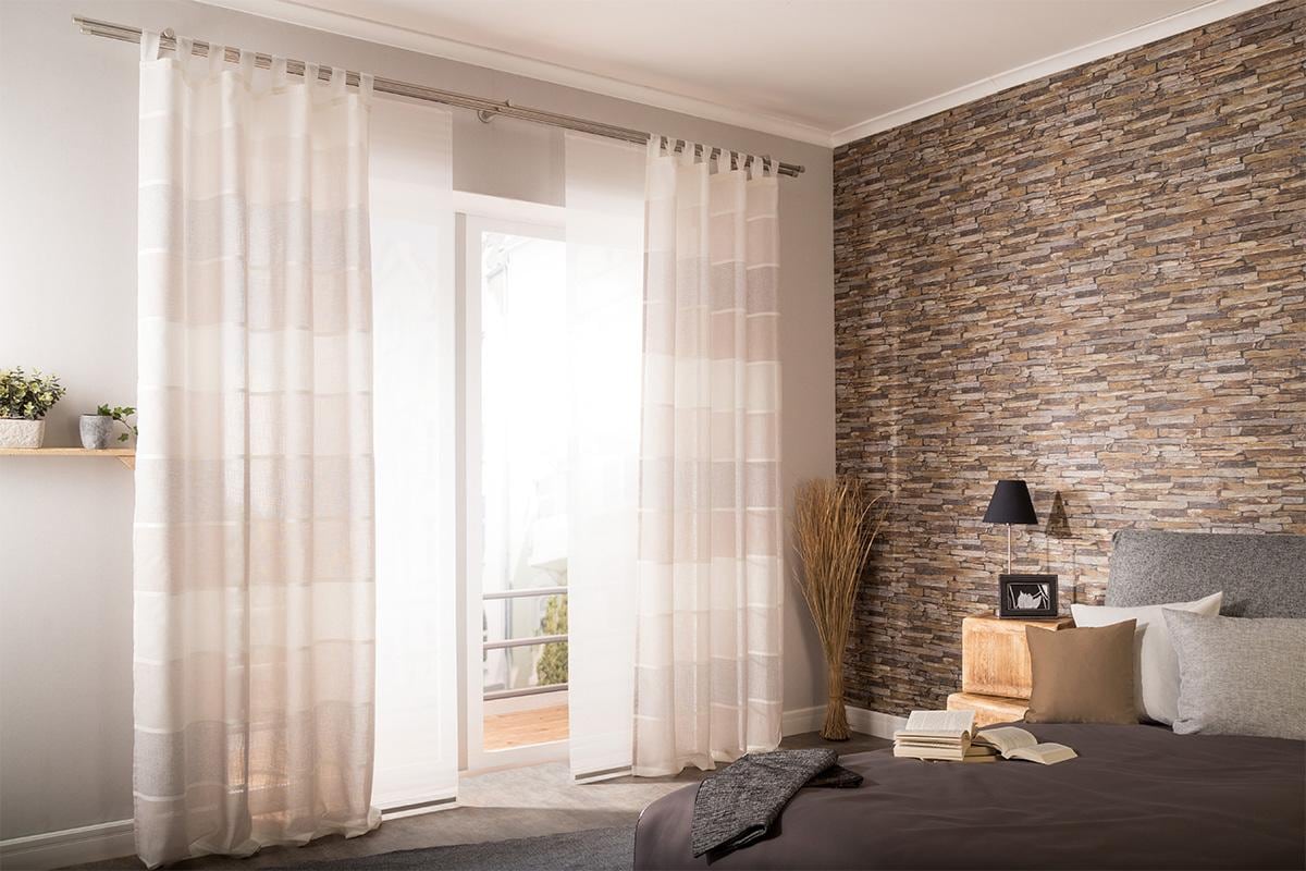 HOMING Gardine »Lennardt« Schlaufen 1 Stk. tlg. Streifen, Wohnzimmer, Schlafzimmer