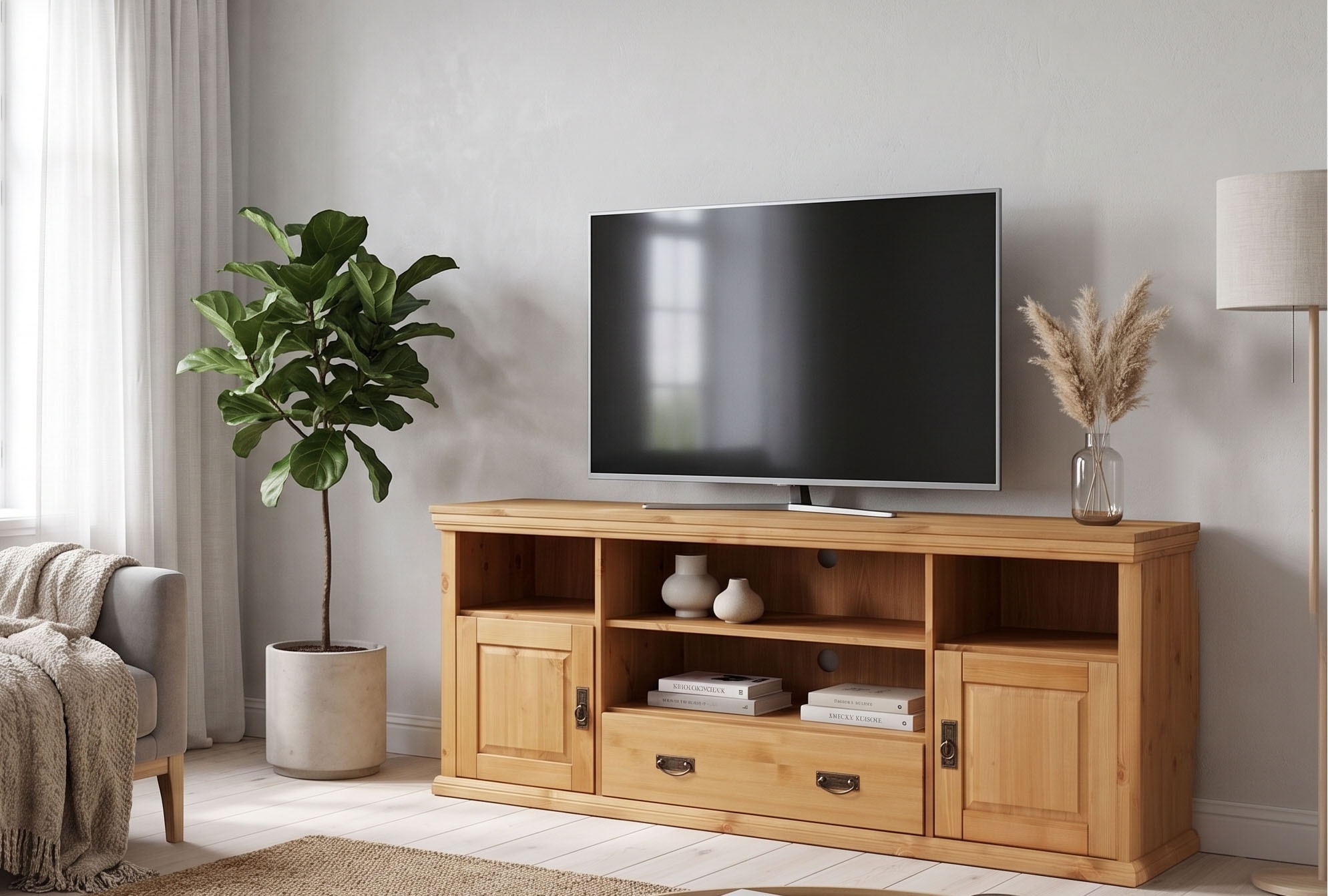 OTTO home Lowboard »Konrad TV-Board, TV-Kommode« Breite 169 cm, Höhe 67 cm, Metallgriffe, Kabeldurchführung