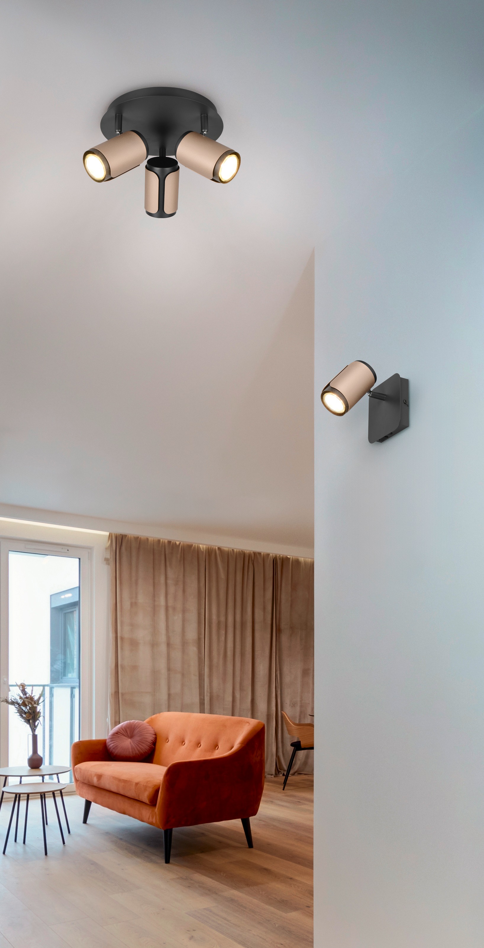 TRIO Leuchten Deckenstrahler »GILLAN, Spot 3-flammig, exkl 3x GU10 max 10W, Ø 30 cm Höhe 16 cm« GU10 1 Stk. warmweiß - kaltweiß GU10 Deckenspot 3er Rondell für Küche Flur, Spots schwenkbar, IP20