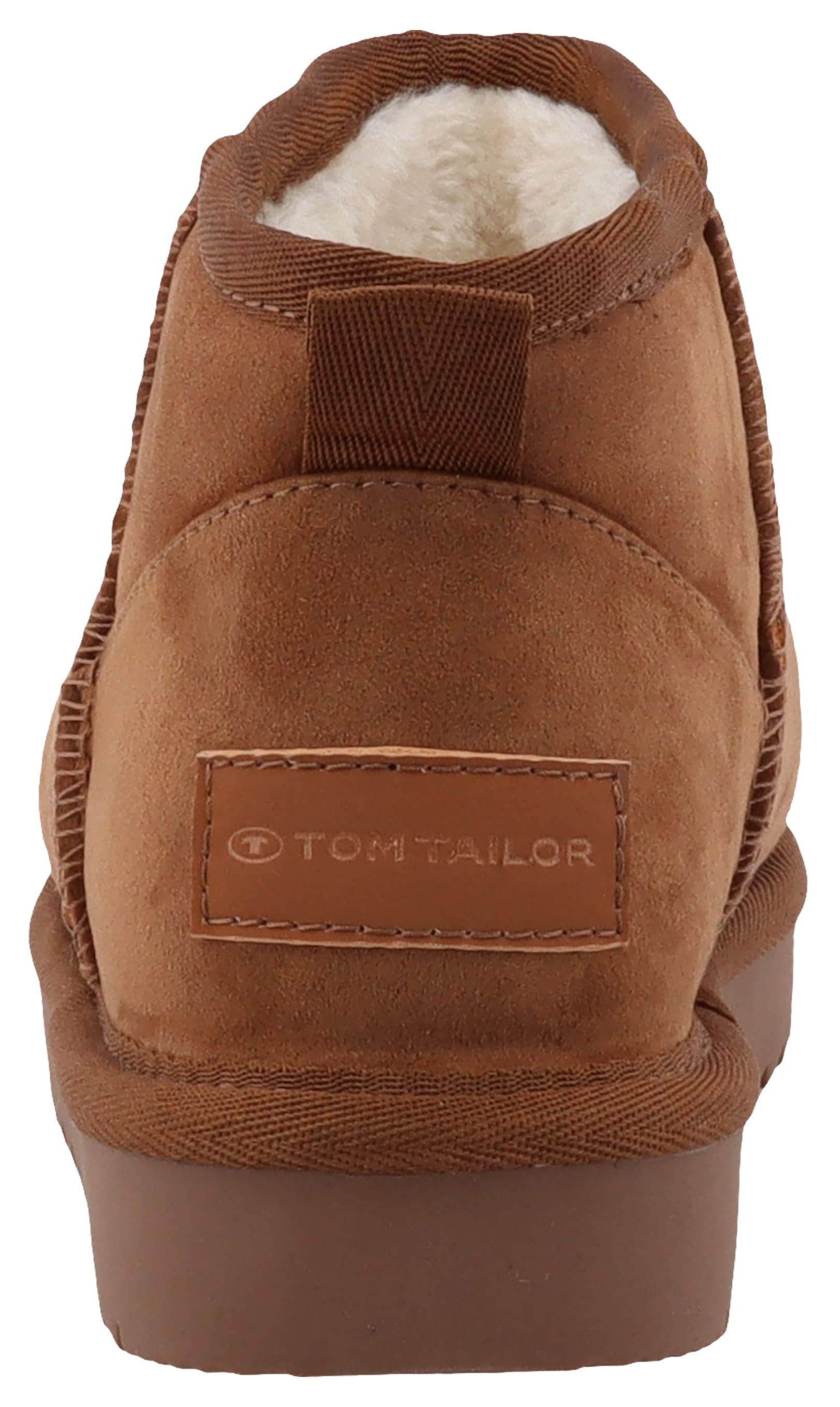 TOM TAILOR Winterboots, Plateau, Schlupfboots, Flats mit Logo-Aufnäher an der Ferse