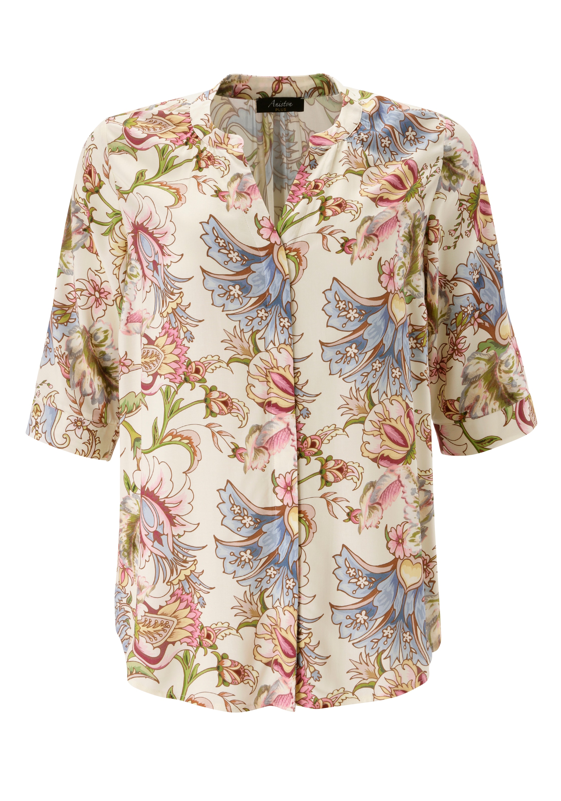 Aniston PLUS Longbluse mit Blumen bedruckt - jedes Teil ein Unikat - NEUE KOLLEKTION