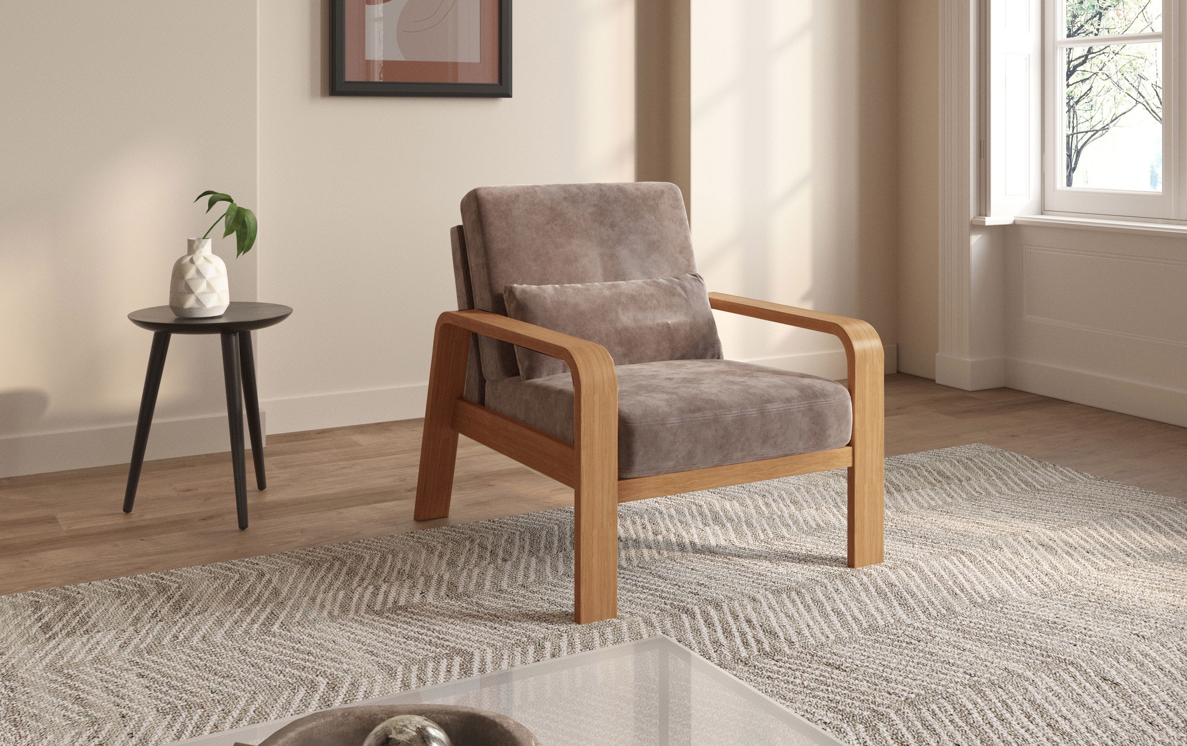 sit&more Sessel »Kolding«, Armlehnen aus eichefarbigem Buchenholz, verschiedene Bezüge und Farben
