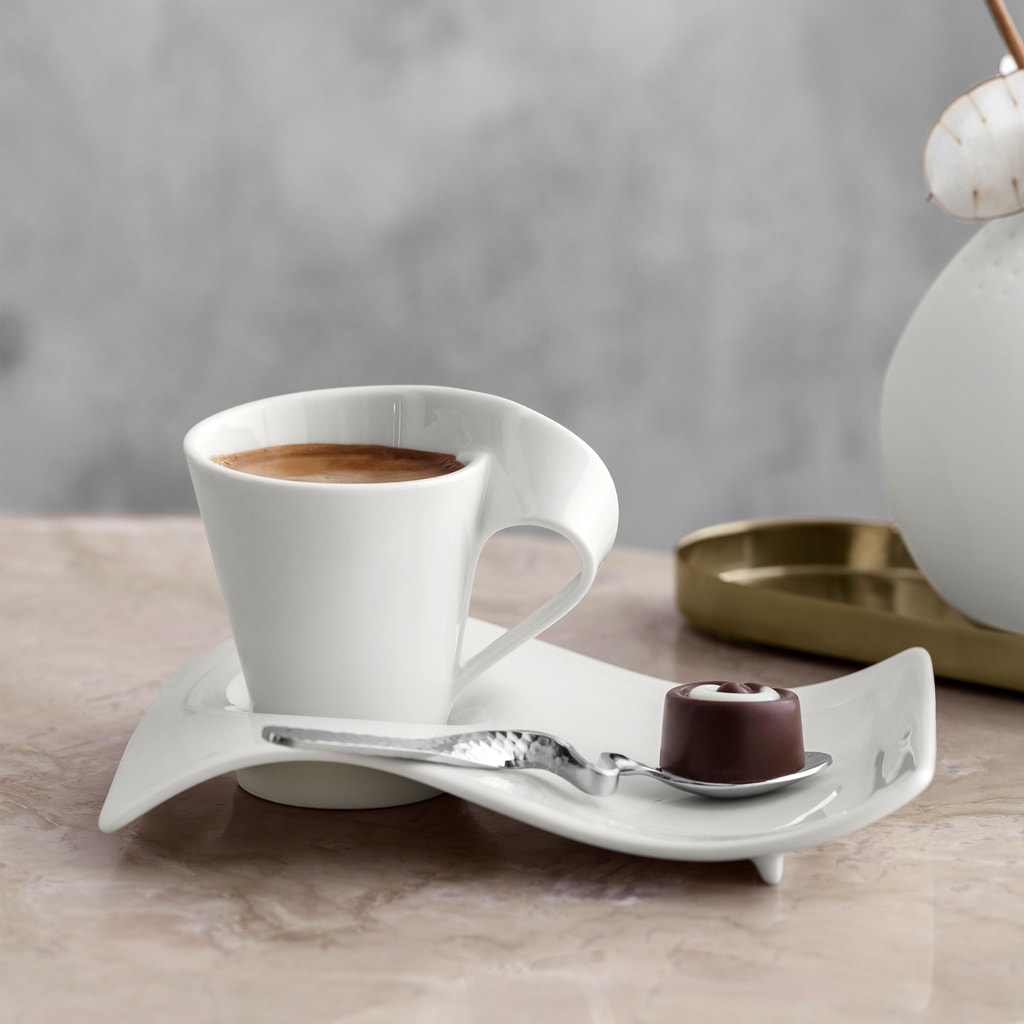 Villeroy & Boch Untertasse »Espresso Unterteller NewWave Caffè 17 x 13 cm 6er Set weiß«