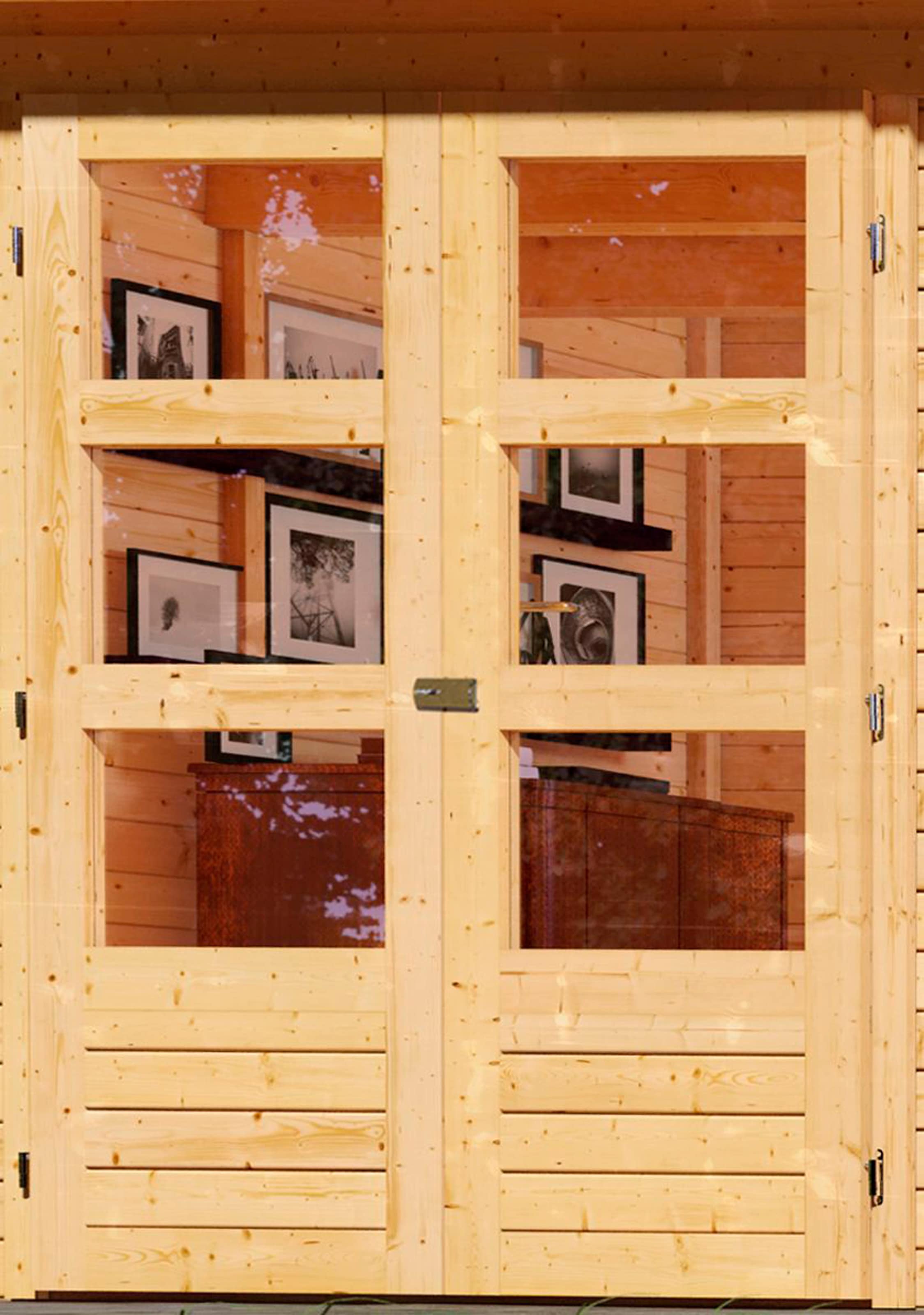 Karibu Gartenhaus »Arnis« mit Anbaudach 2,40 m Breite