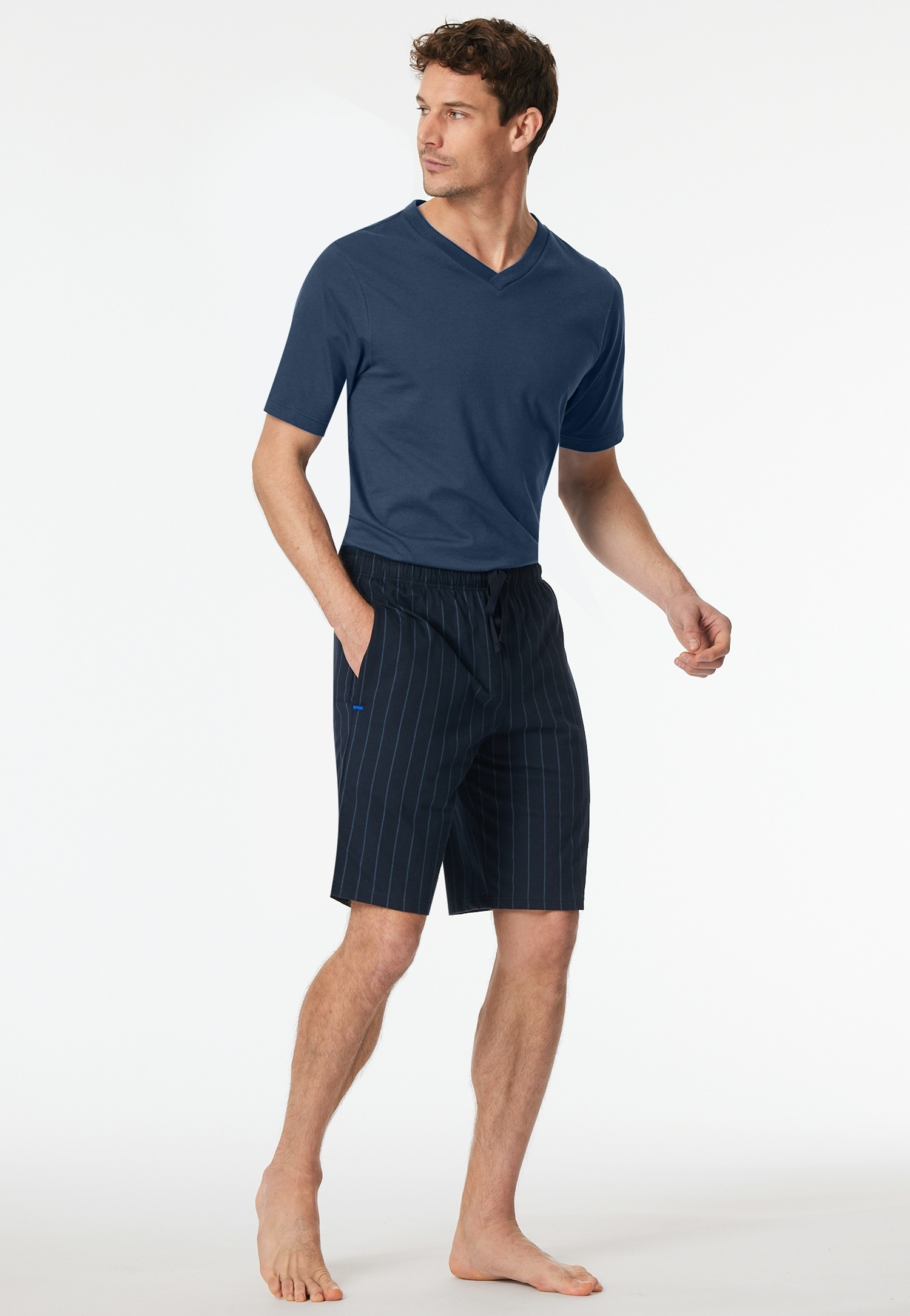 Schiesser Pyjamahose »Mix + Relax«, Baumwolle, seitliche Taschen, Bindekordel