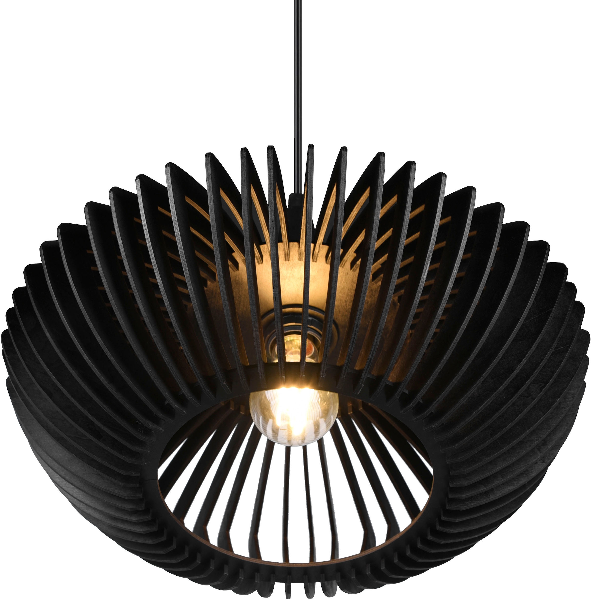 TRIO Leuchten Pendelleuchte »Colino« E27 1 Stk. warmweiß - kaltweiß Hängelampe mit Holzschirm Ø40cm höhenverstellbar bis 150cm, exkl 1xE27