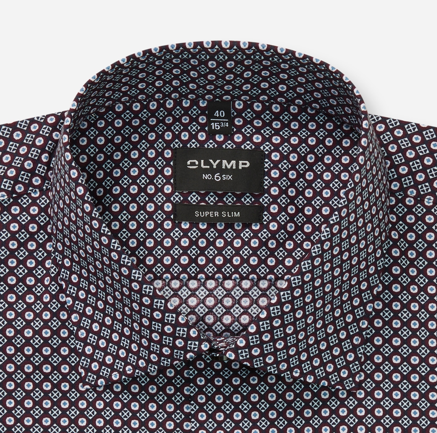 OLYMP Langarmhemd »No 6 six« super slim, gemustert, Businesshemd, Modern Kentkragen