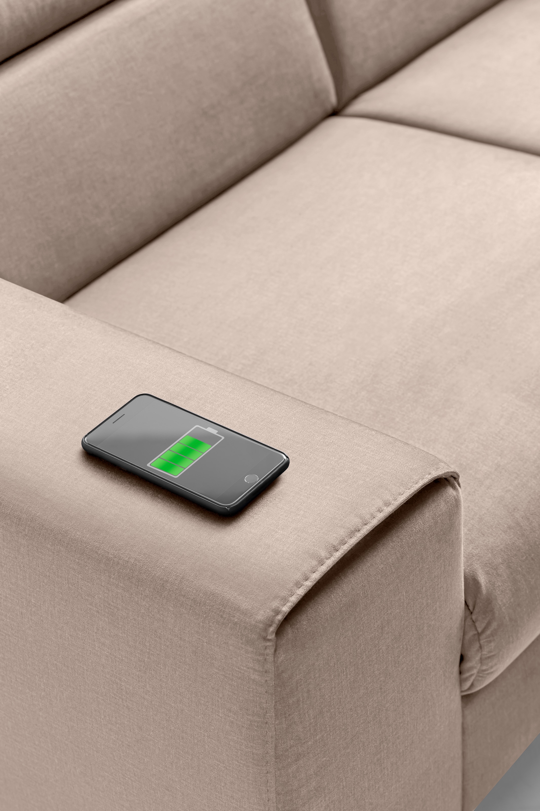 COTTA Ecksofa »Morven L-Form mit Kopfteilverstellung«, wahlweise mit Bettfunktion, Bettkasten & Wireless-Charger