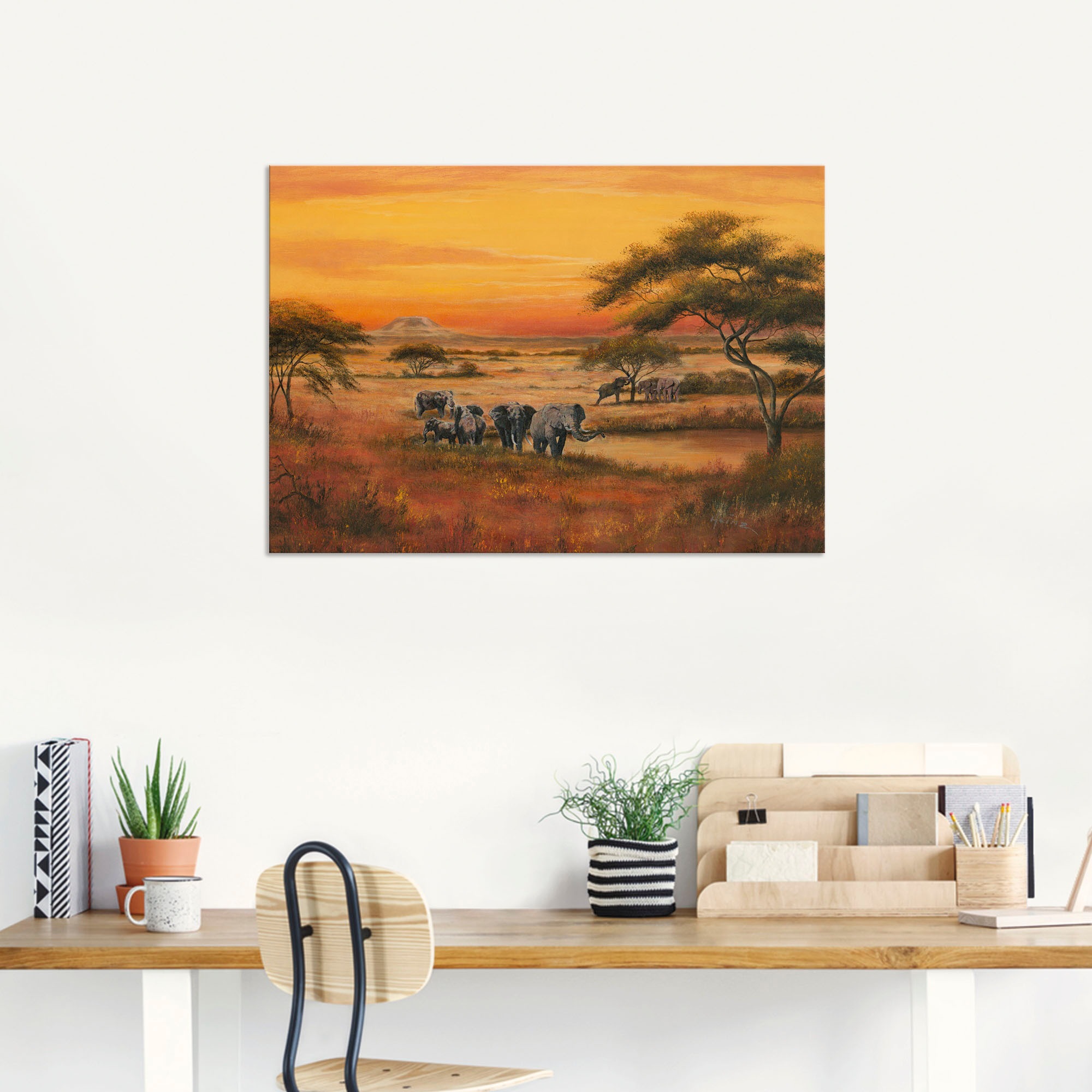 Artland Wandbild »Afrika Elefanten«, Afrika, (1 St.), als Alubild, Outdoorbild, Leinwandbild, Poster in verschied. Größen