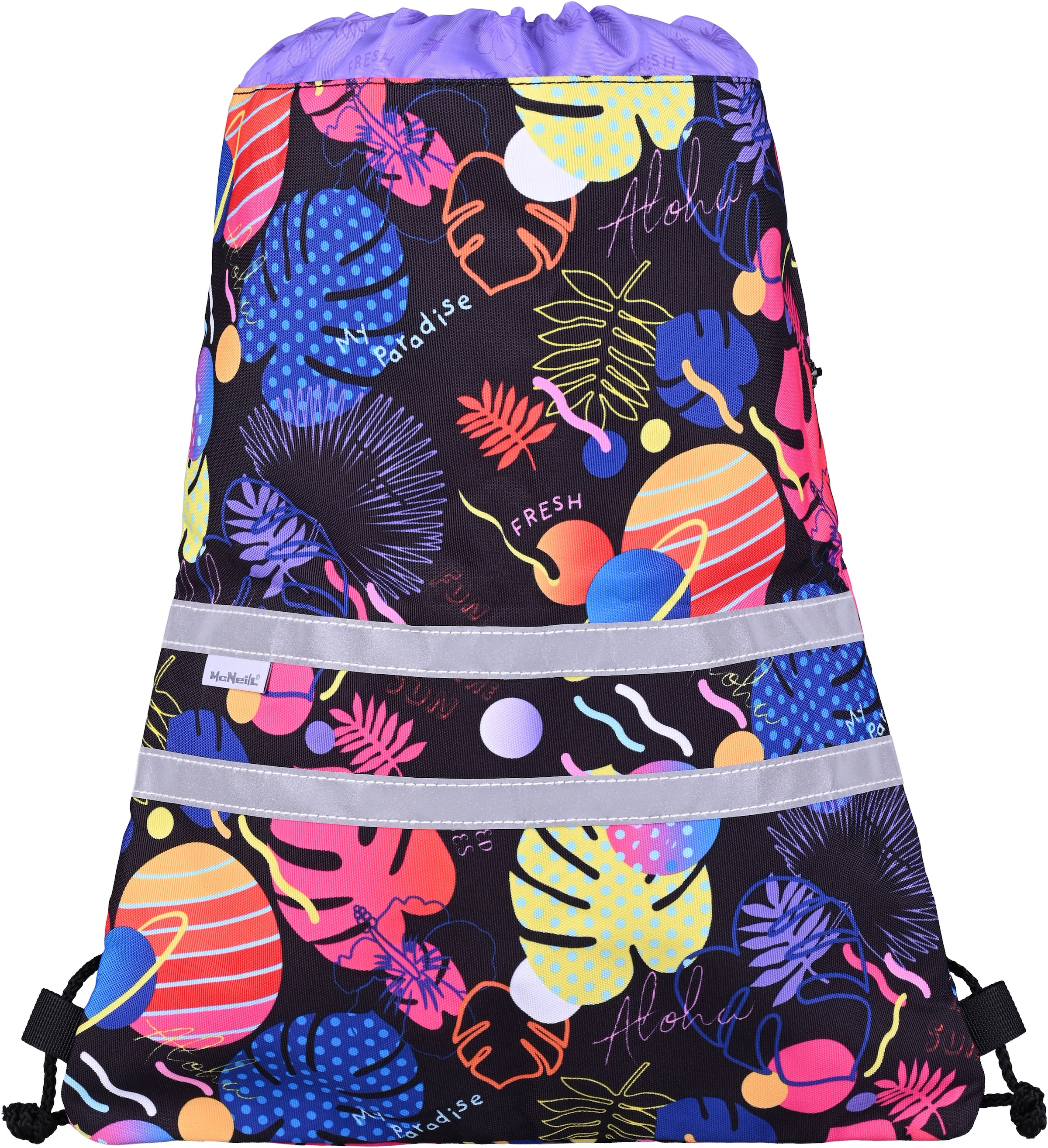 McNeill Schulranzen »Perfecto, Disney Stitch, black« Reflektierende Streifen auf den Schultergurten;Retroreflektierende Flächen inkl. Federmäppchen, Turnbeutel, Schlamperrolle & Motivmagnet