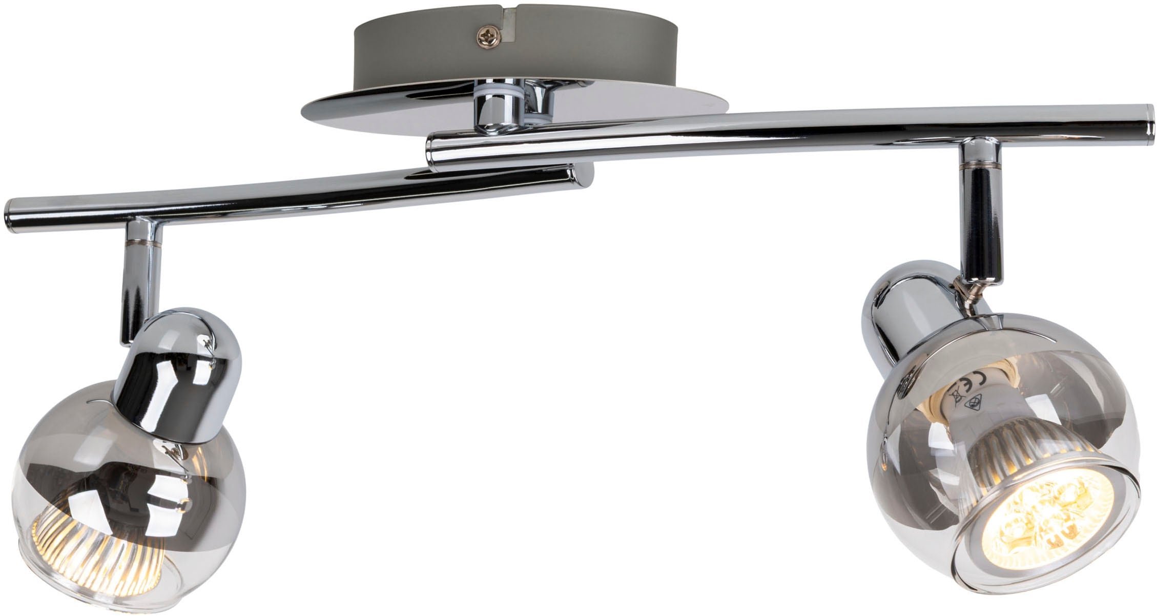 näve Deckenspots »Boccia« GU10 1 Stk. Warmweiß 2flg. incl. LED GU10 6W, chrom, Glasschirm, verstellbare Spots, l:41cm
