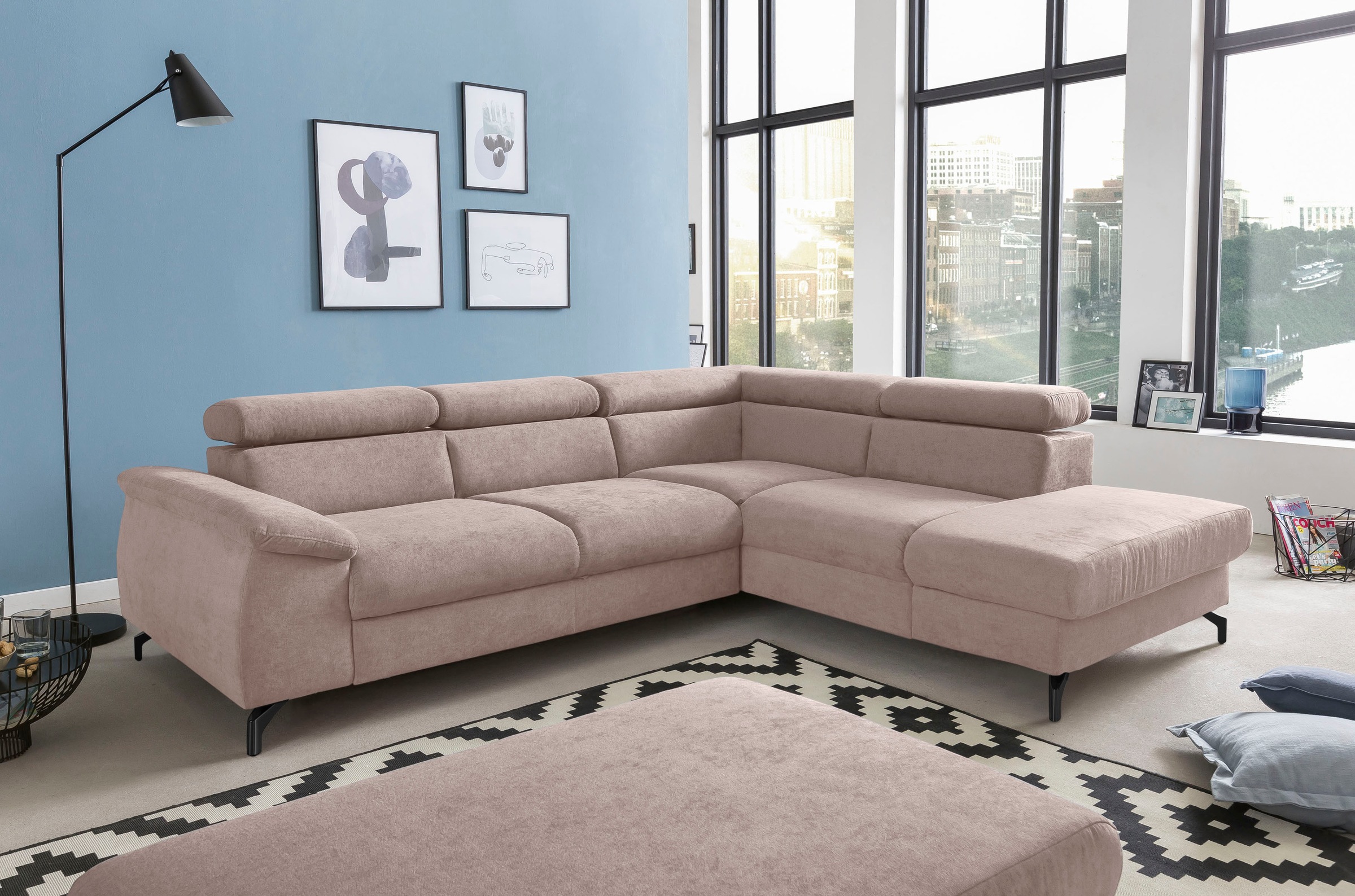COTTA Ecksofa »Komaris L-Form«, mit Kopfteilverstellung, wahlweise mit Bettfunktion & Bettkasten