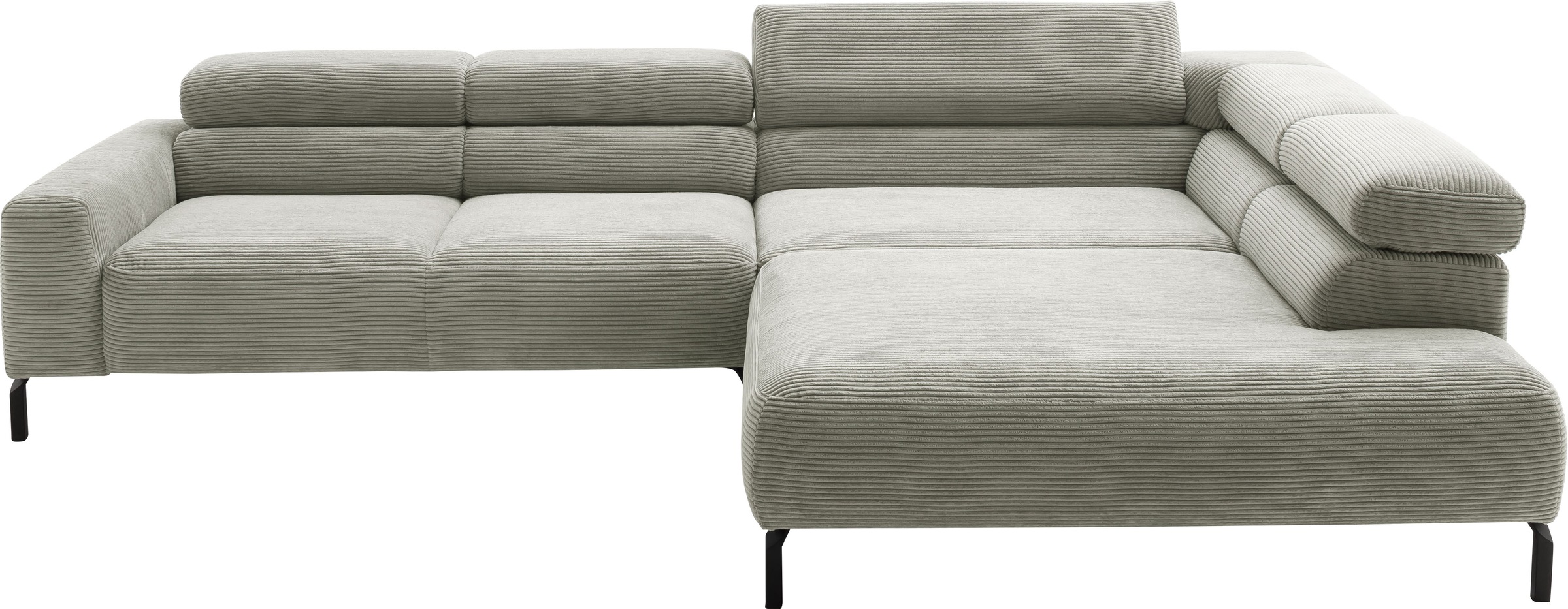 Places of Style Ecksofa »Antonelli, L-Form, inkl. Kopfteilverstellung, Breite 312 cm«, ohne Sitztiefenverstellung, in Cord, stone