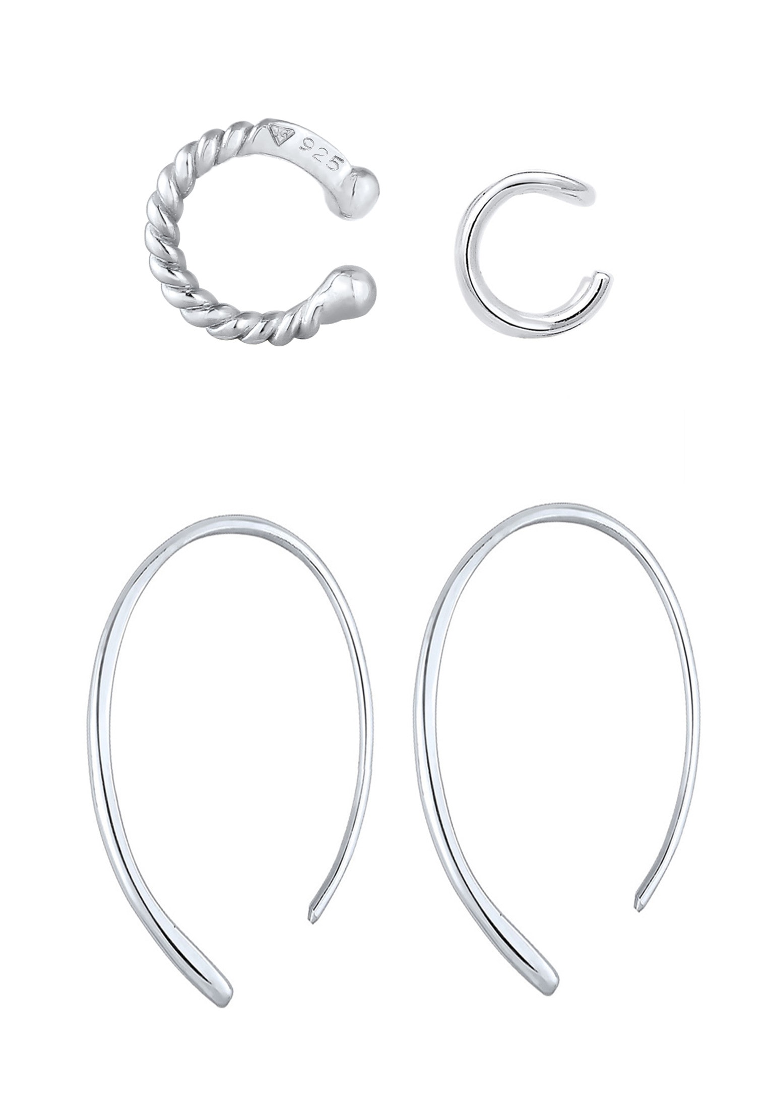 Elli Ohrstecker-Set »Ohrringe Basic Set Creolen Earcuff Blogger Trend 925 Silber«