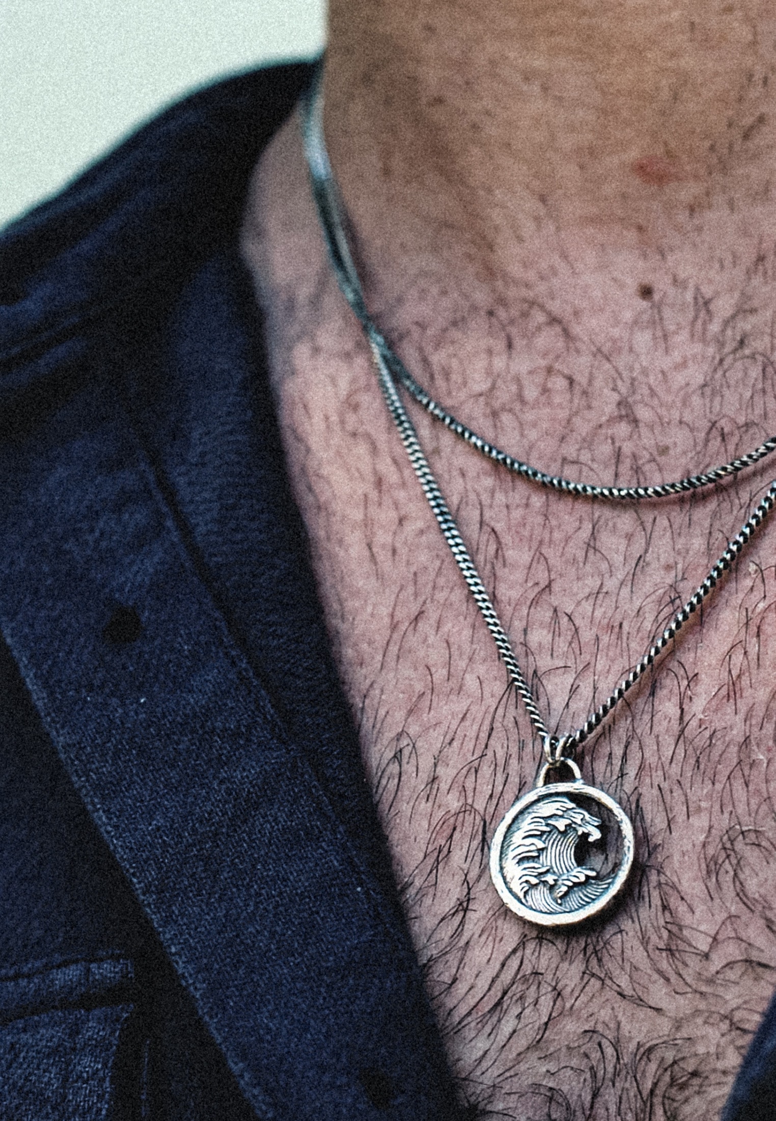 HAZE & GLORY Silberkette »Halskette Layer Münze - Tide Welle Maritim 925 Silber«