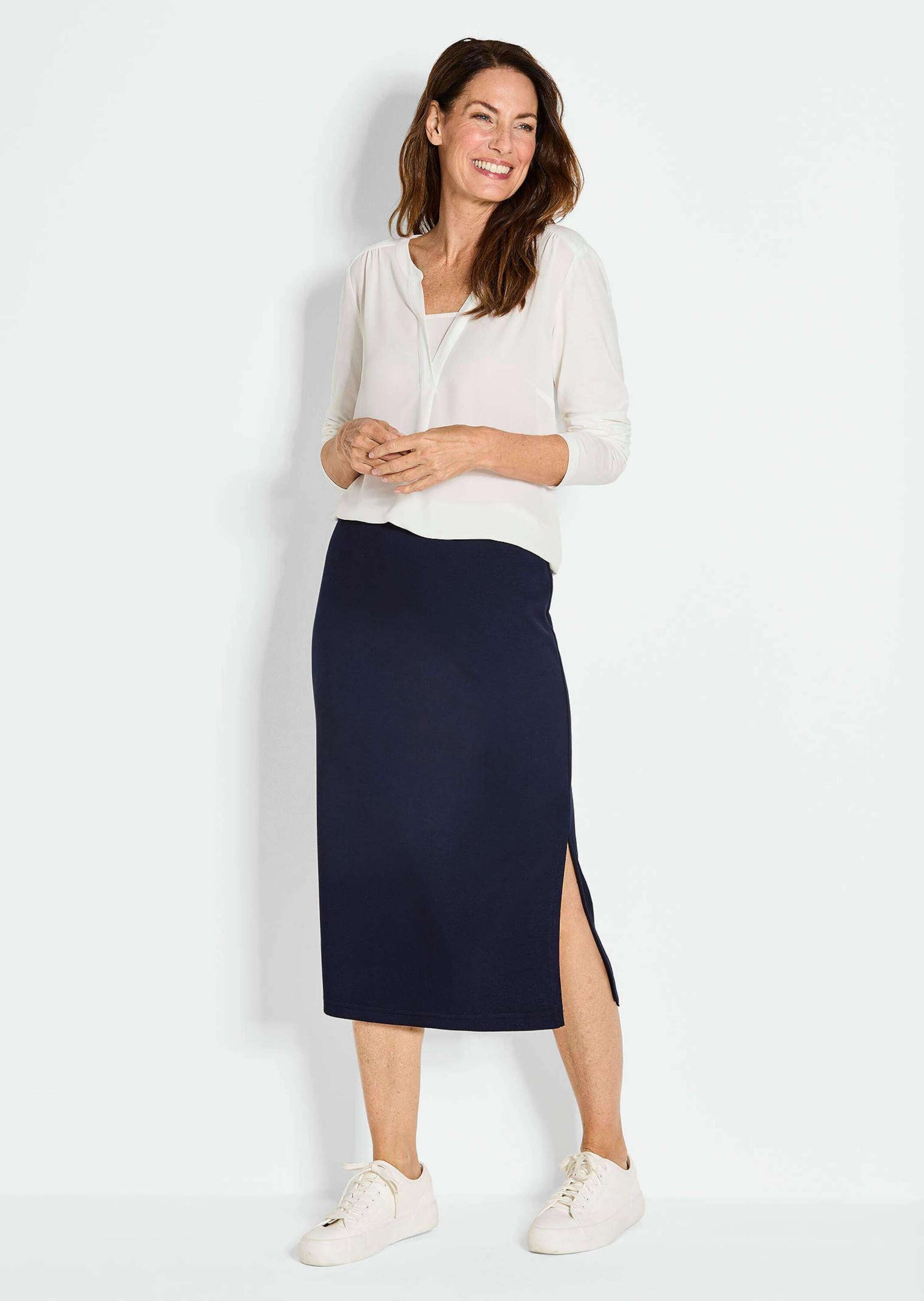 GOLDNER Jerseyrock »Kurzgröße Midirock mit Schlupfbund«