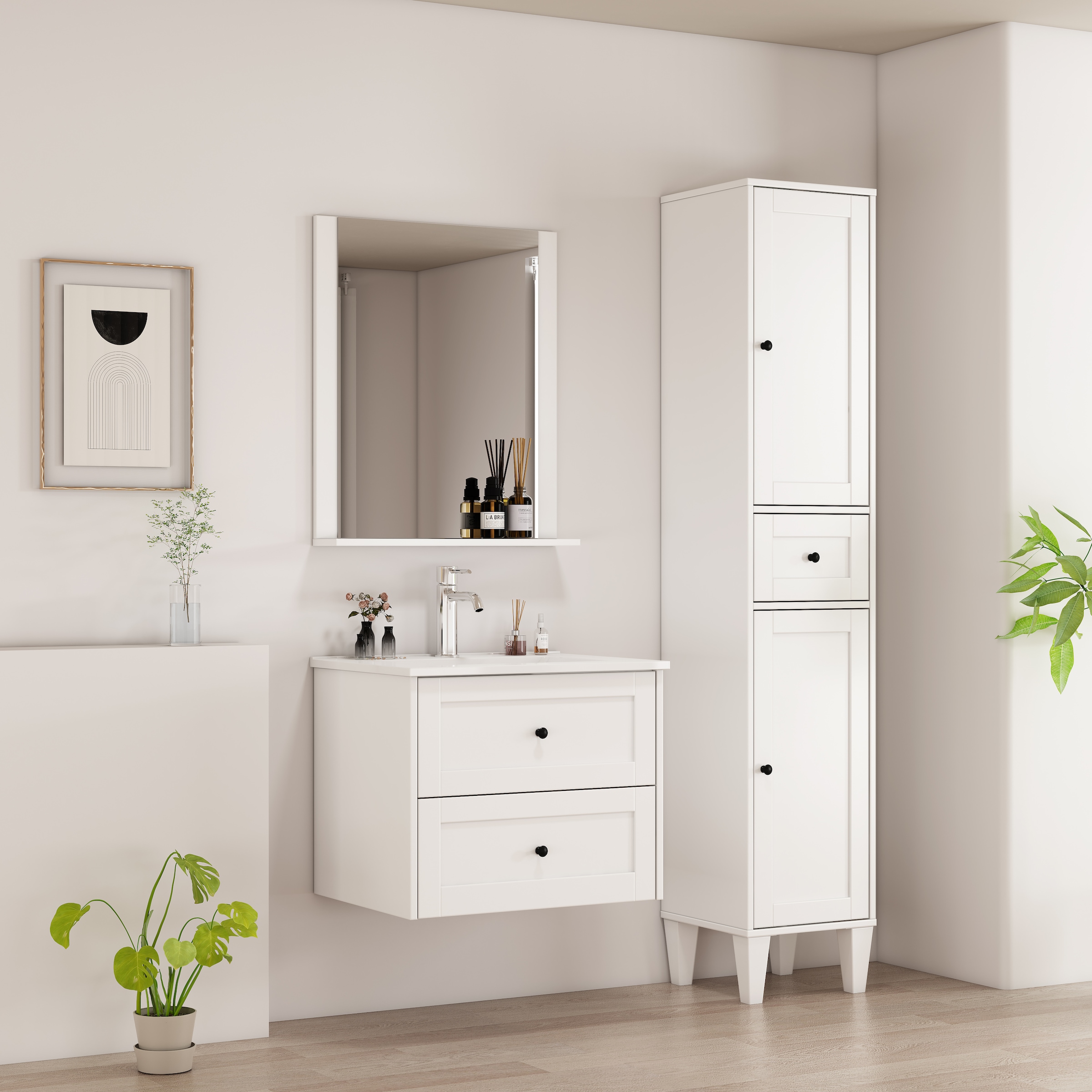 welltime Badspiegel »AMSTERDAM« in zwei Breiten 60cm, 80cm mit praktischer Ablagefläche