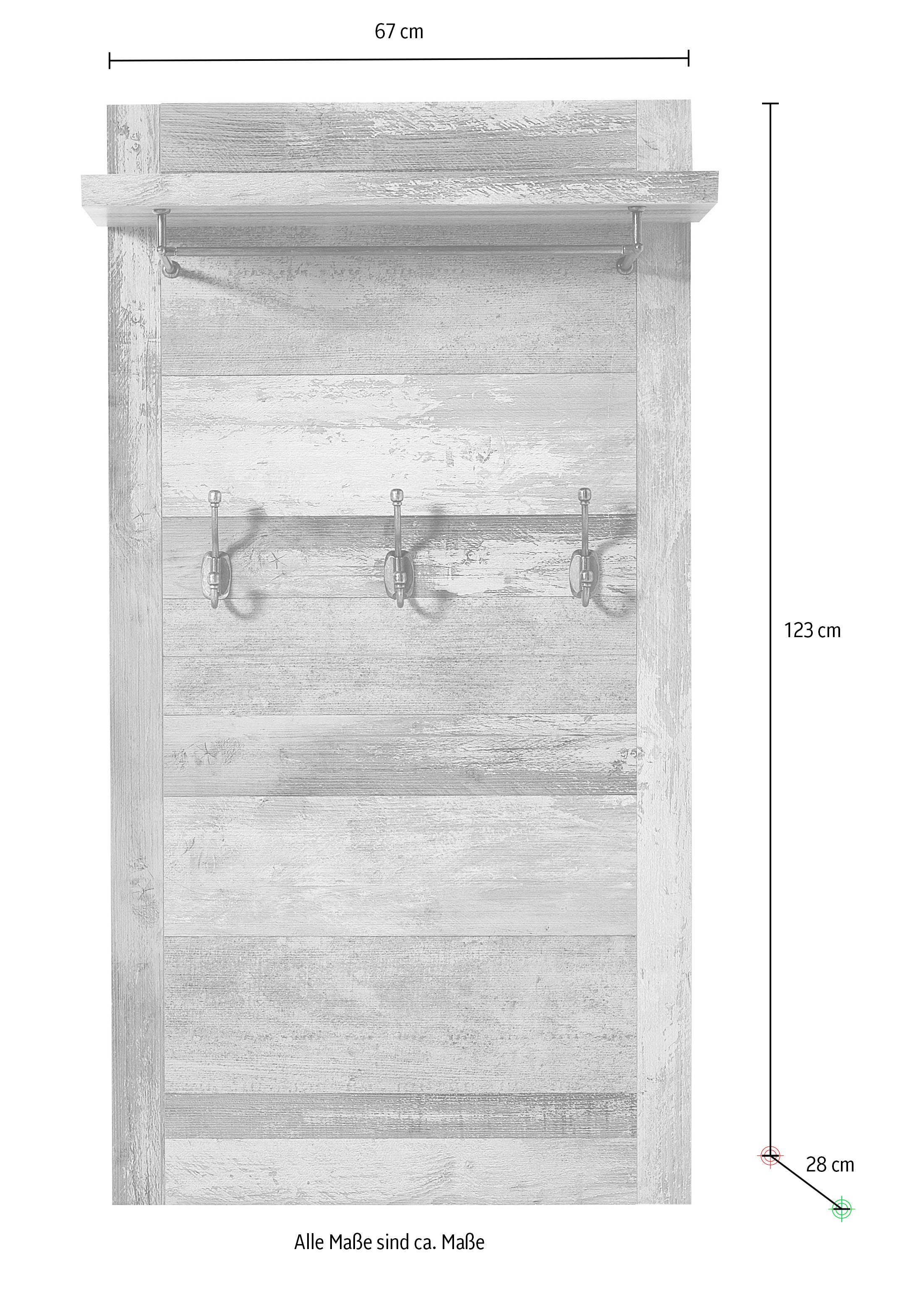 Innostyle Garderobenpaneel »BONANZA, TOPSELLER!« Garderobenpaneel, OTTOs Choice, 1 Stk. tlg. 1 Ablageboden, 1 Kleiderstange, 3 Doppelhaken